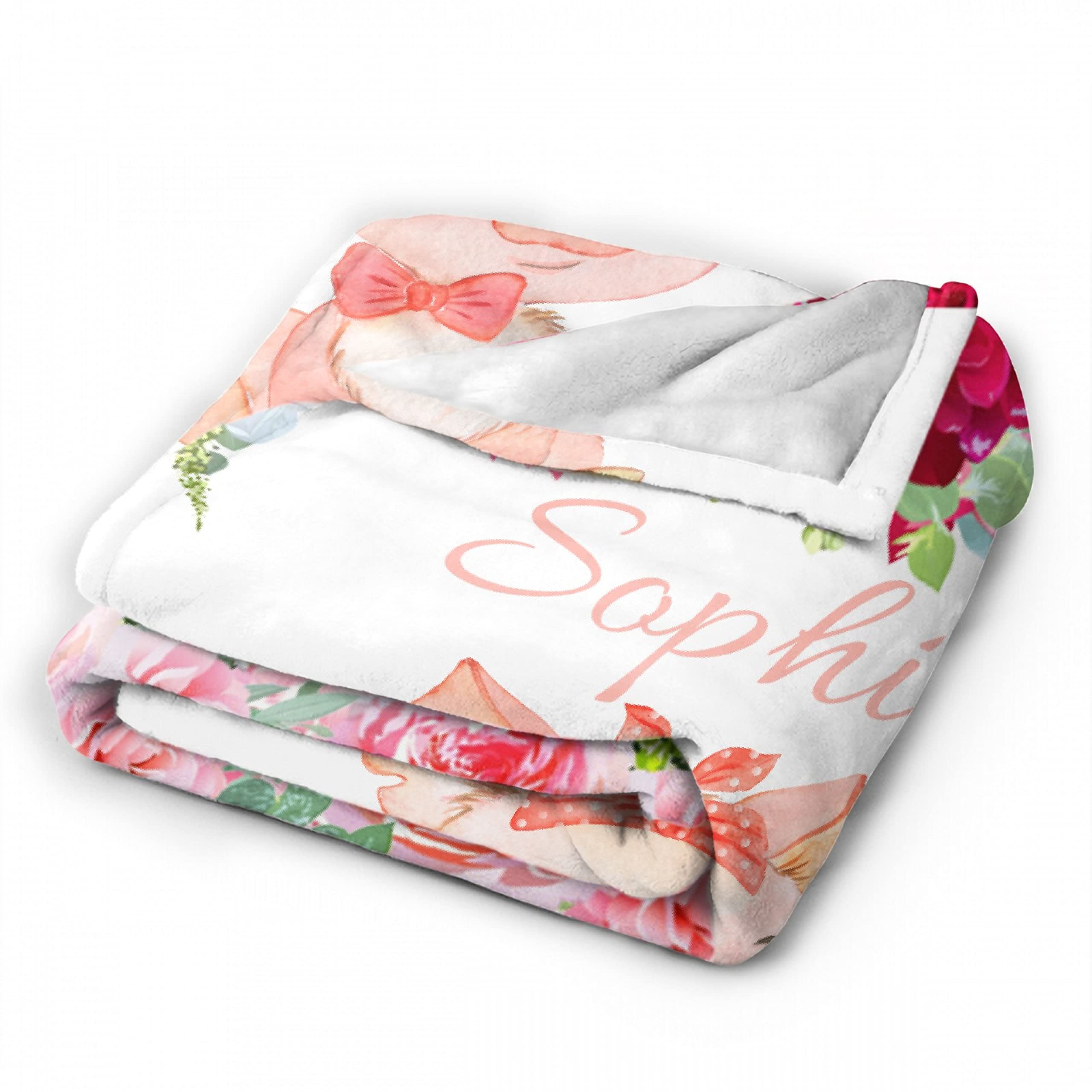 Personalized Baby Blankets with Name - Custom Fleece Throw Blanket for Boys & Girls - Soft Cozy 90