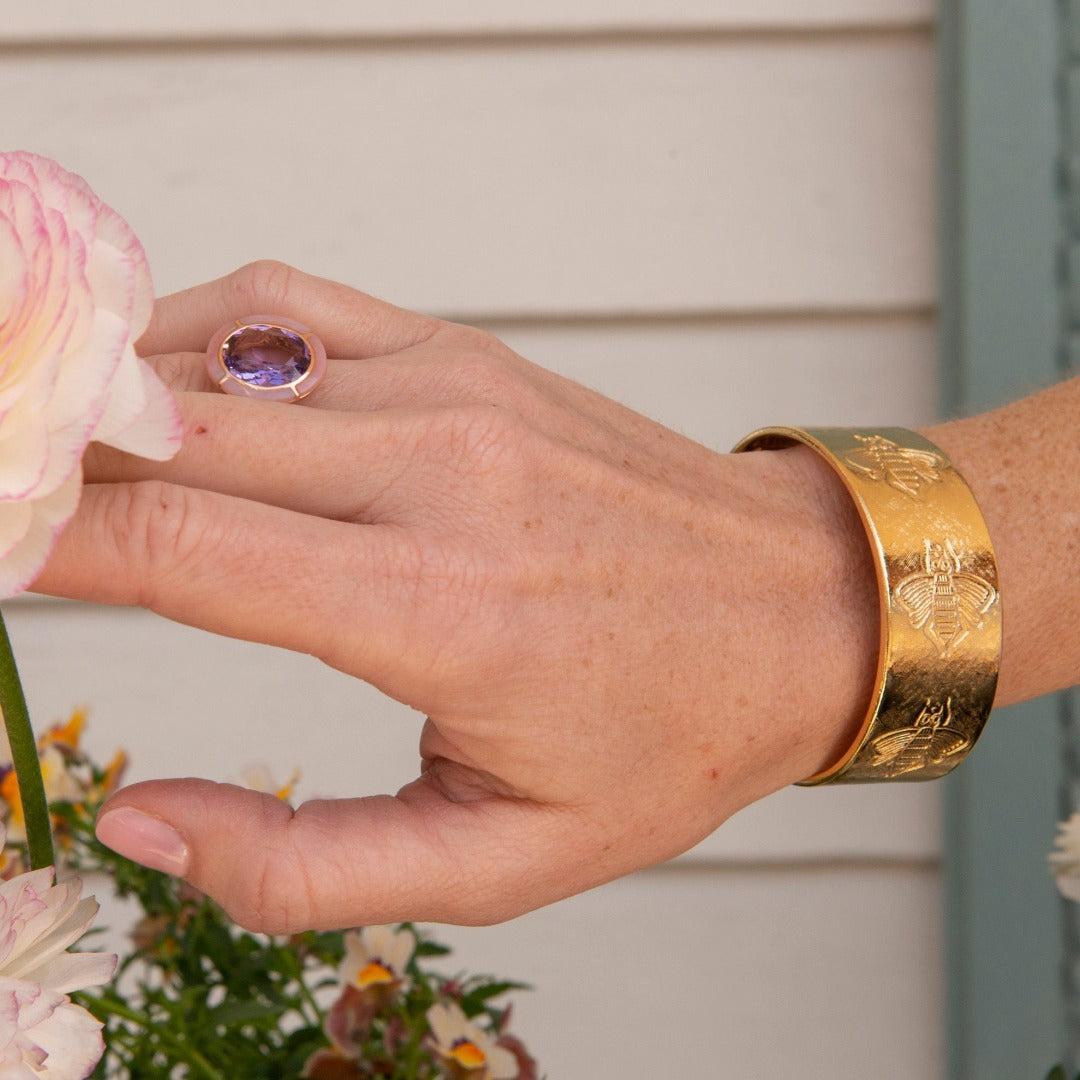 Goldbug Collection Bee Mine Cuff Bracelet - Dainty Gold Bee Charm Adjustable Bangle for Women - Perfect for Valentine's Day, Mother's Day & Everyday Wear