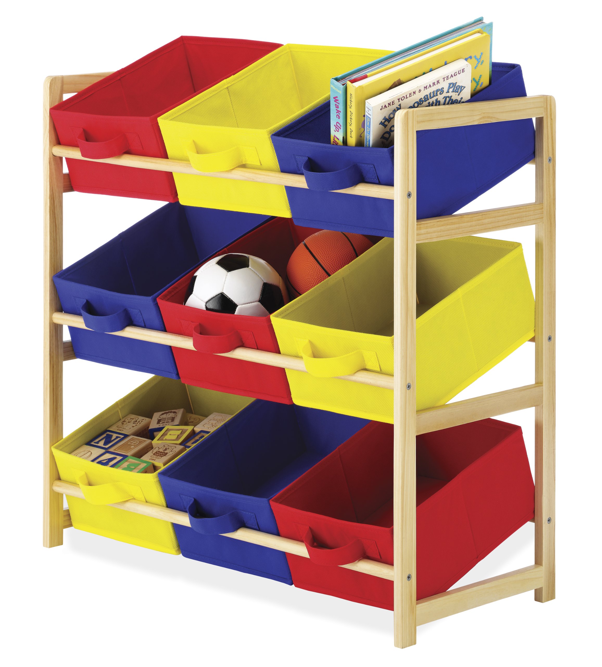 Whitmor 9 Bin Organizer - Colorful Stackable Storage Bins for Kids' Toys, Books & School Supplies | Perfect for Bedroom, Playroom & Classroom Organization