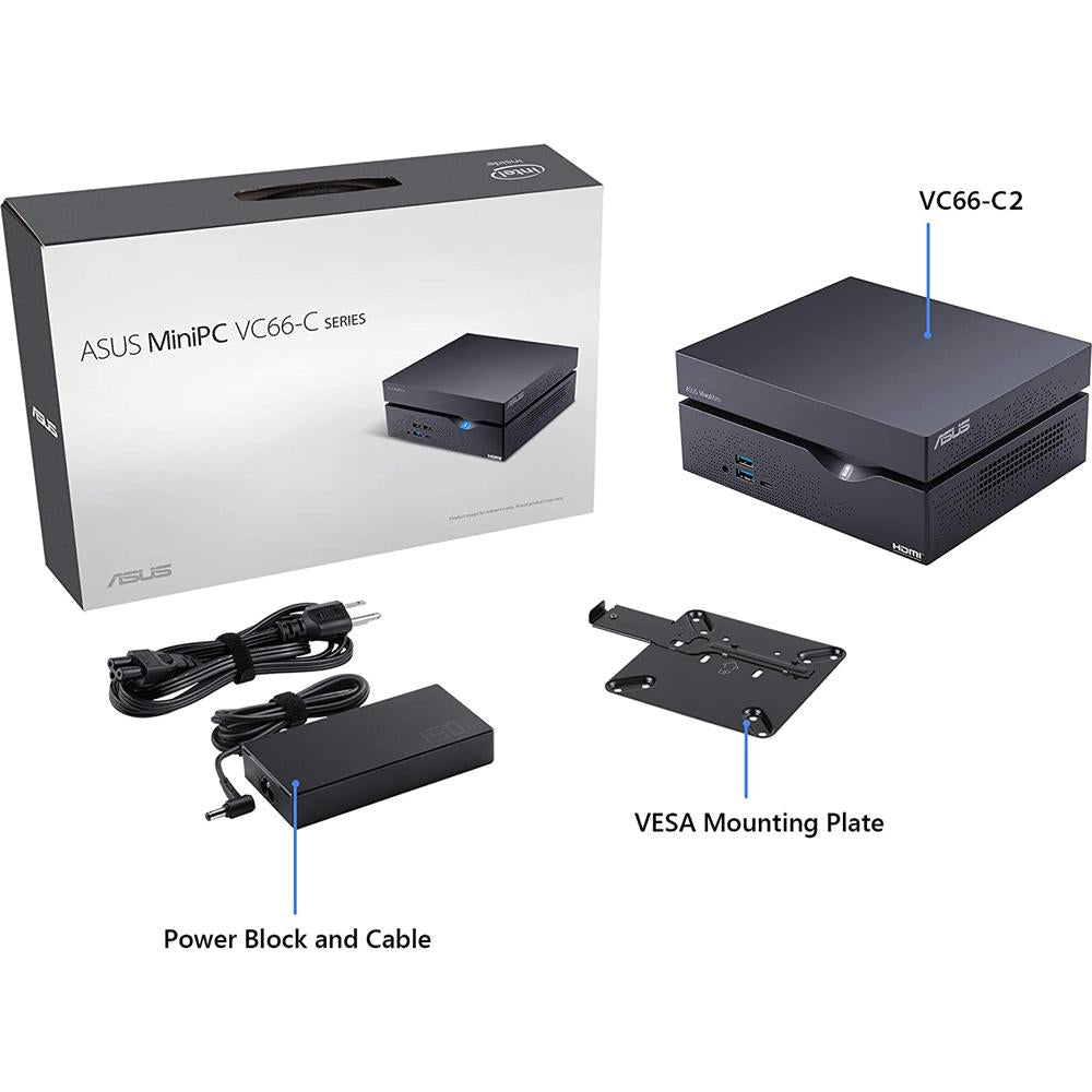 ASUS VC66 C2B5012ZN Mini Desktop PC - Intel Core i5, 8GB RAM, 256GB SSD, Windows 10 Home, Compact Black Computer for Home & Office Use | Perfect for Workstations, Digital Signage & Home Theater PCs