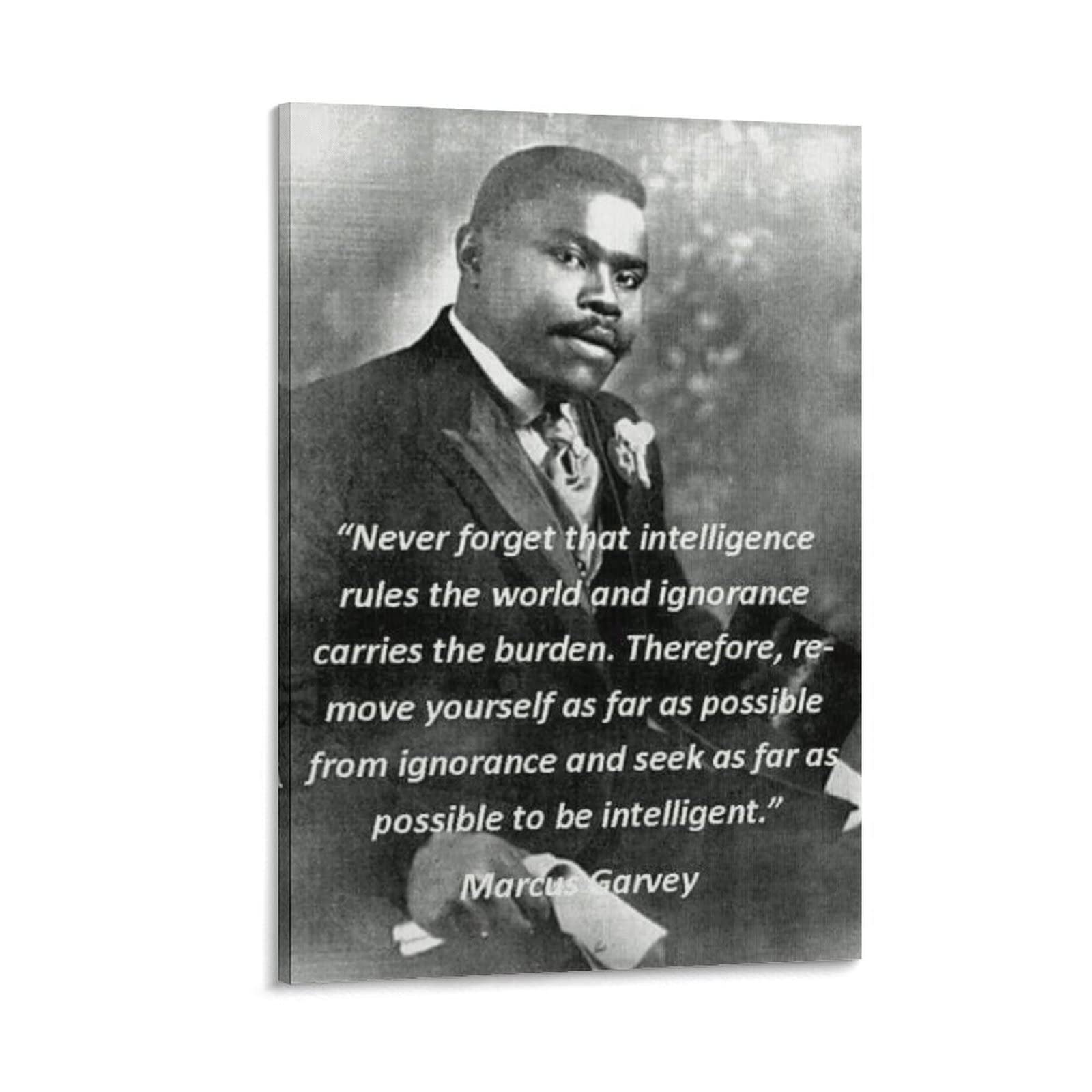 FUWE Marcus Garvey Inspirational Quote Poster - 'The Freedom of Intelligence Trounces The Burdens of Ignorance' - Motivational Wall Art for Living Room & Bedroom - 12x18 inches (30x45 cm) Canvas Print - Perfect for Home Office Decor & African American History Enthusiasts