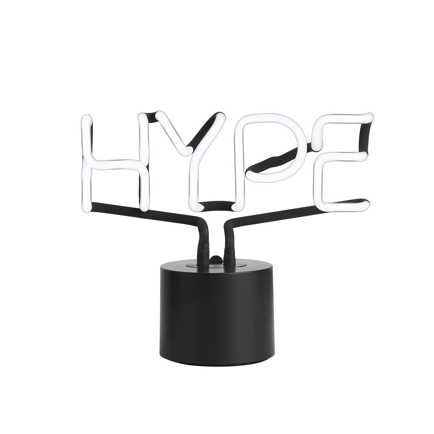 Amped & Co HYPE Real Neon Light Desk Lamp - 9.6x8.3 Inches White Glow LED Novelty Light for Bedroom, Office & Gaming Room Decor
