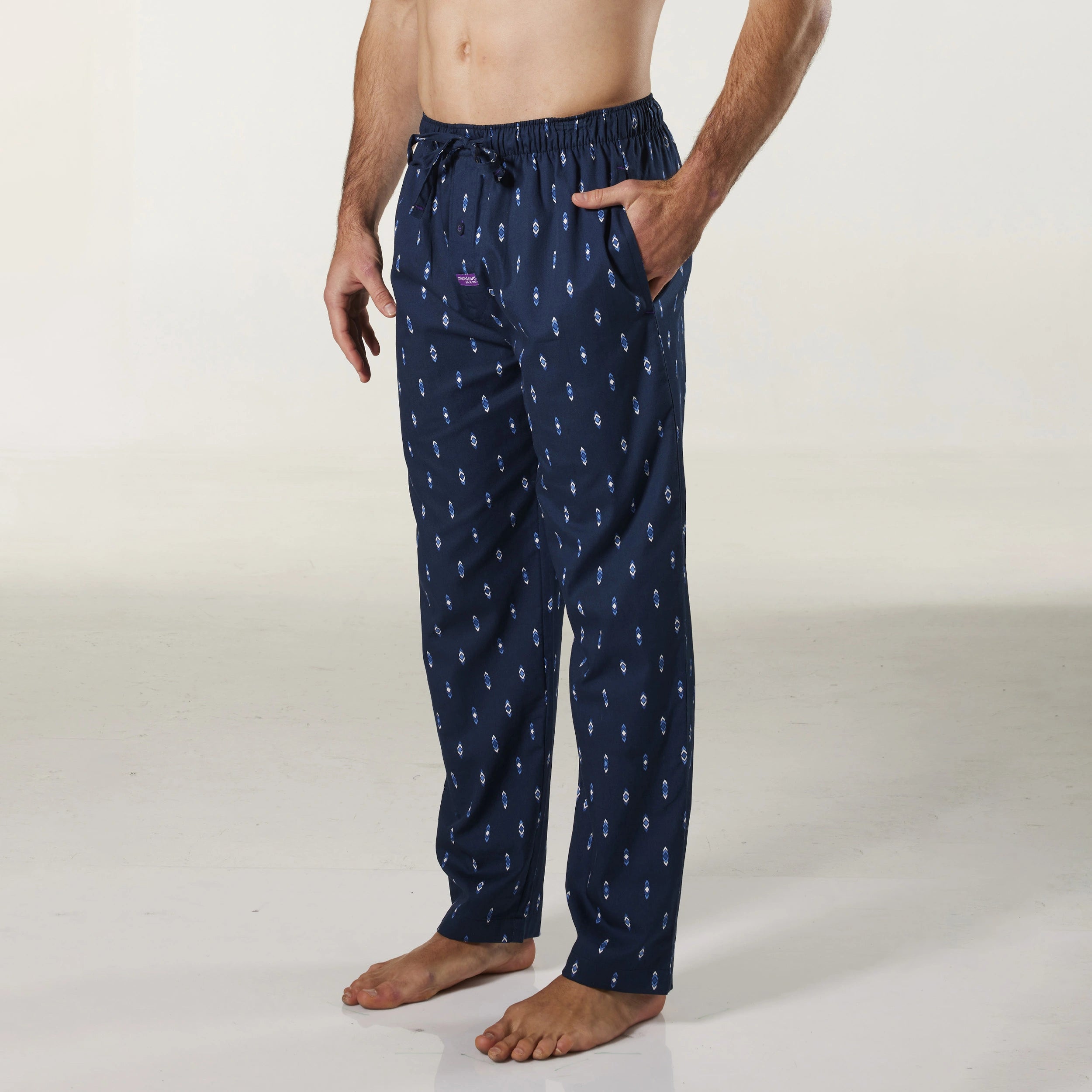 Men's Flint Cotton Sleep Pants - Soft & Breathable Lounge Pajama Bottoms for Men - Navy Blue - Perfect for Relaxing at Home, Lounging & Sleeping