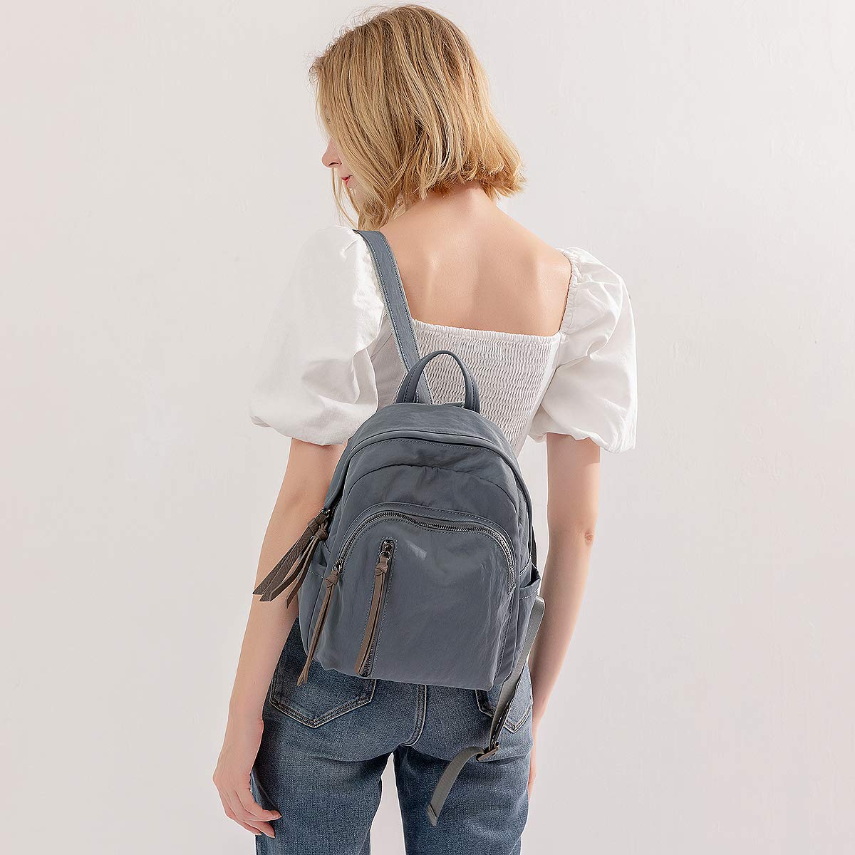 Mn&Sue Women's Waterproof Nylon Backpack Purse - Stylish Shoulder Bag for Outdoor Travel, Hiking & Daily Use (Black)
