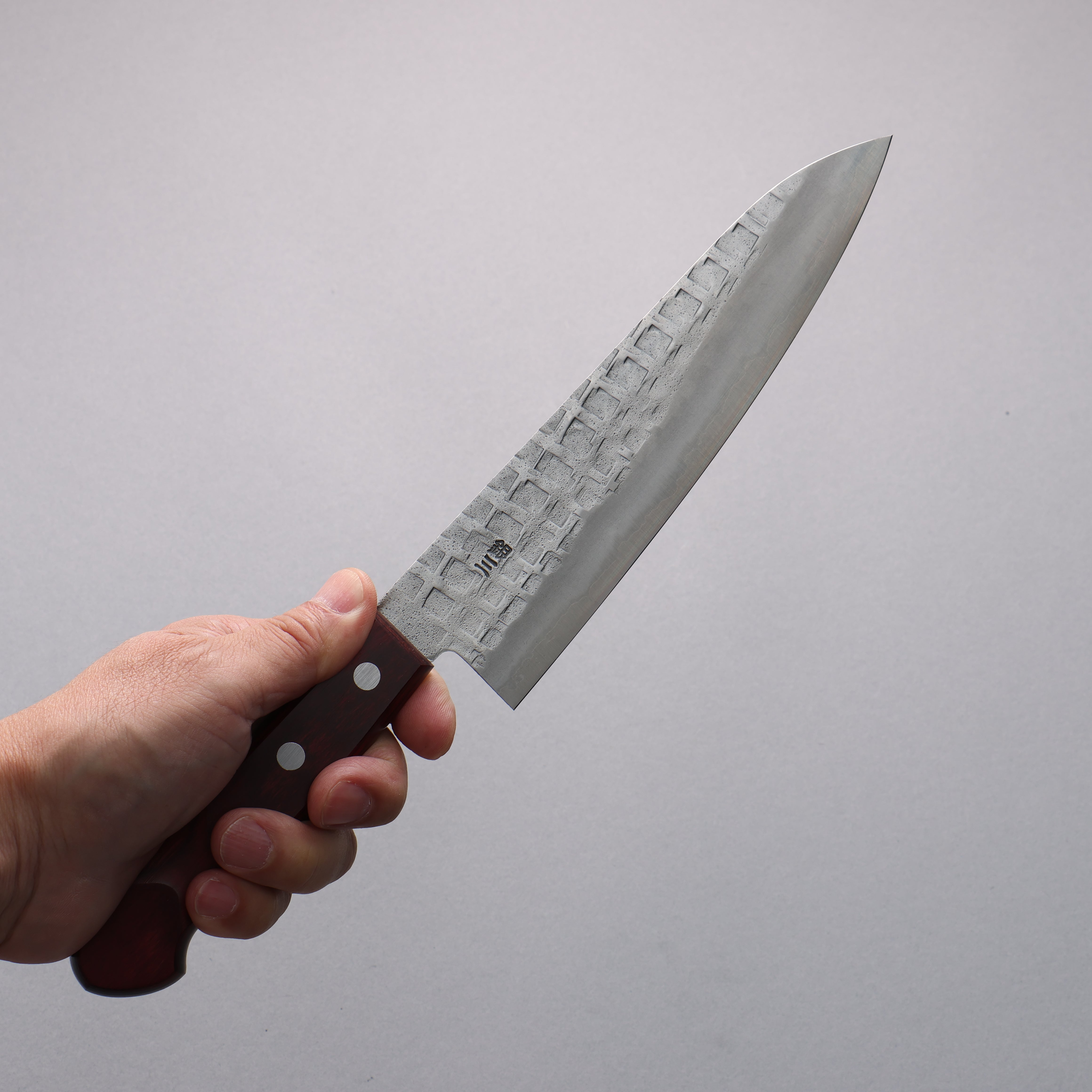 Premium Nao Yamamoto Nashiji Hammered Gyuto Chef Knife 180mm - Silver Steel No.3 Blade with Red Pakka Wood Handle - Perfect for Professional Chefs & Home Cooking Enthusiasts