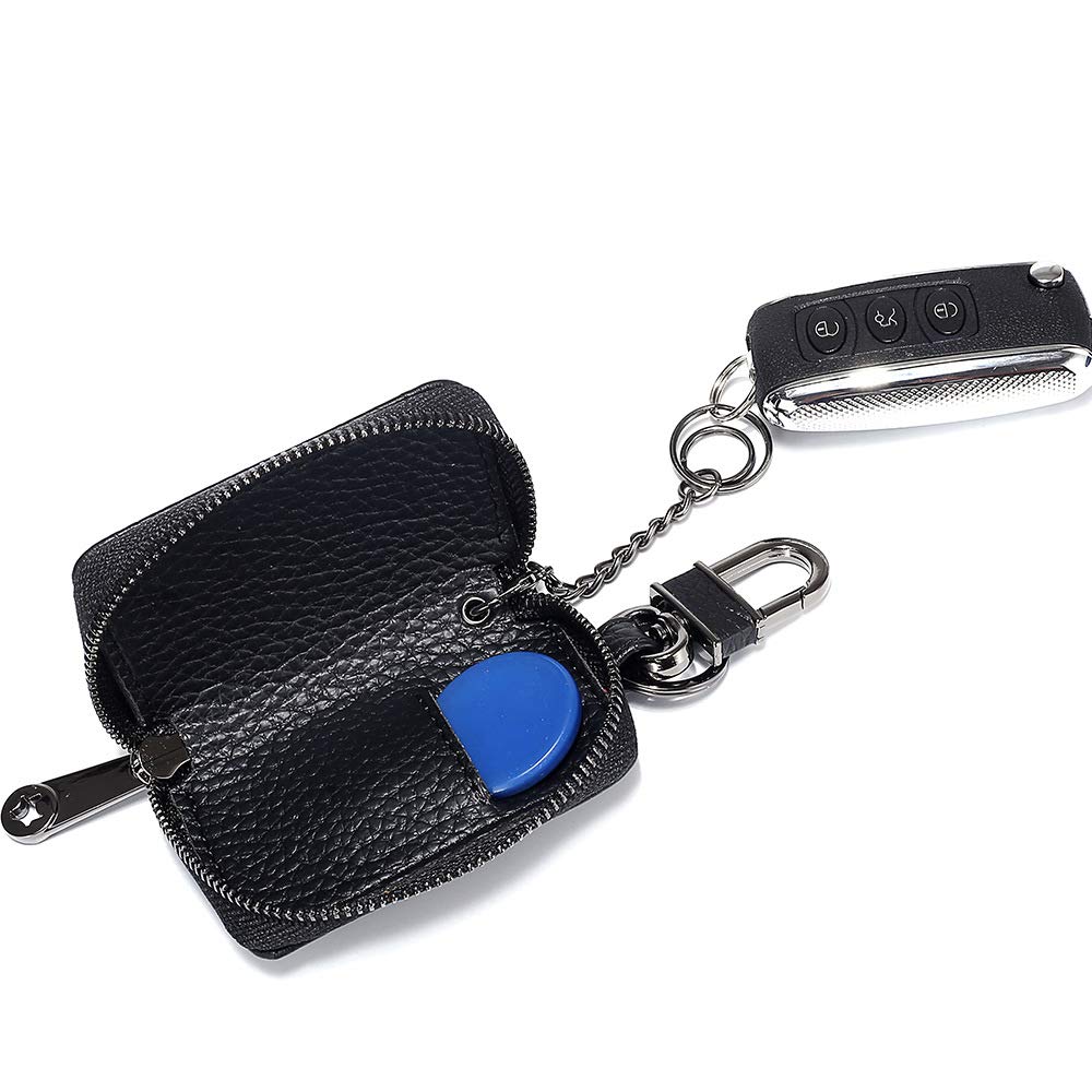 Genuine Leather Car Key Case Holder - Premium Key Fob Protector with Zipper for Auto Remote Keys | Perfect for Key Organization & Vehicle Protection