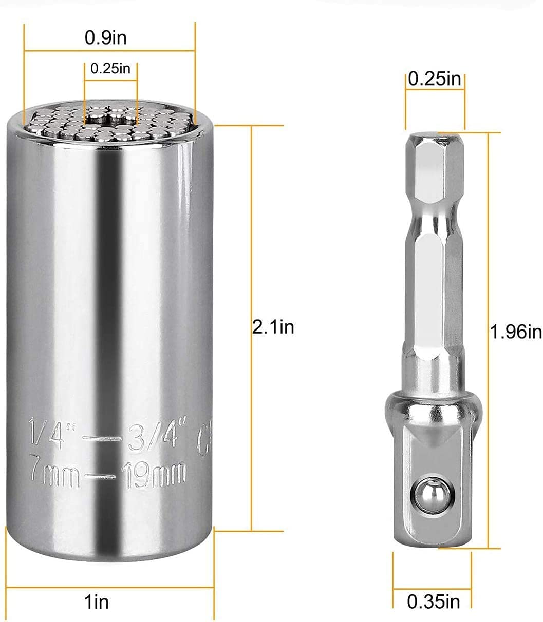 FVLFIL 4-Piece Universal Socket Wrench Set (7-19mm) - Multi-Function Ratchet Hand Tool Kit for Car Repair, Home Maintenance & DIY Projects