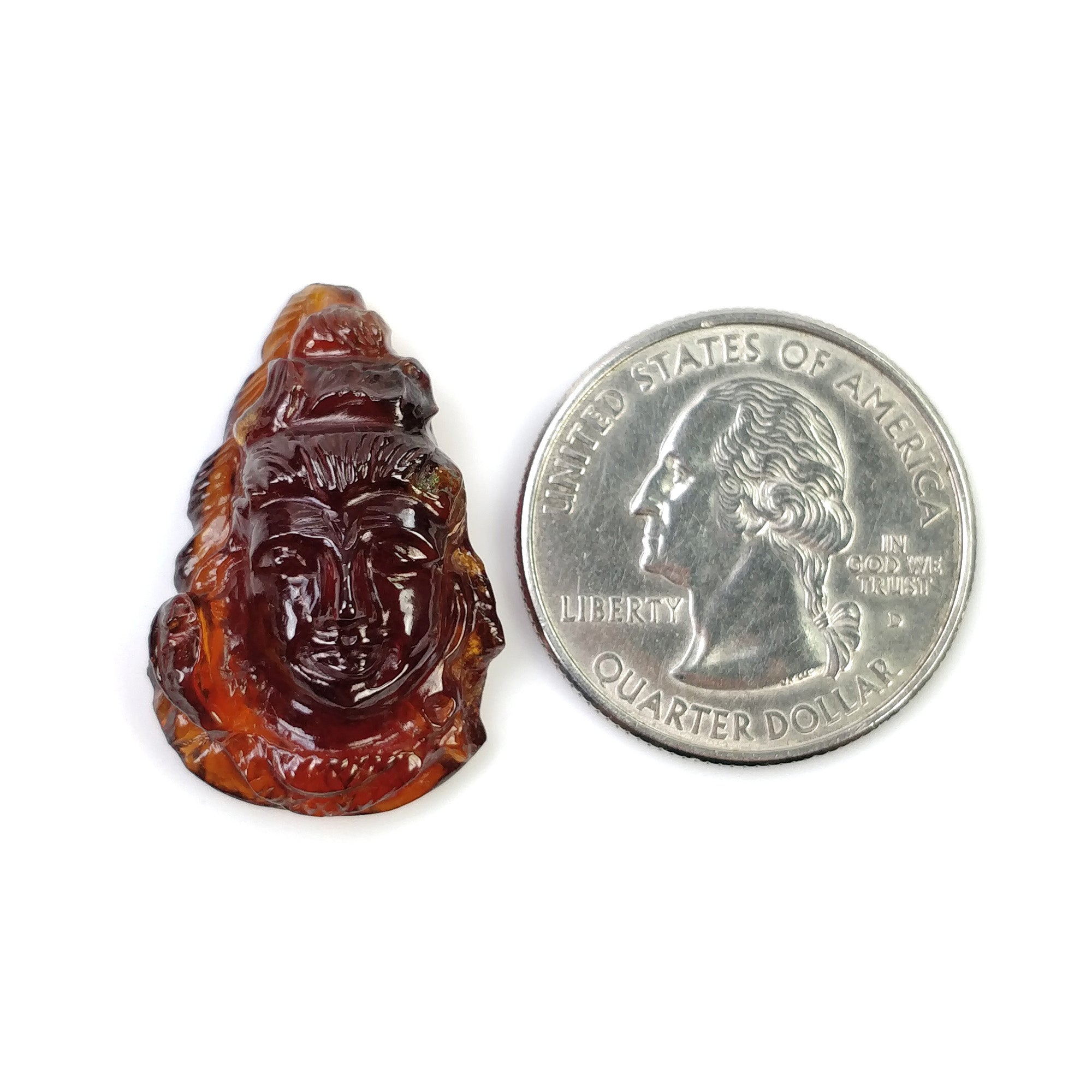 Natural Hessonite Garnet Gemstone Carving - 30.90cts Untreated Hand Carved Lord Shiva Statue 28x18mm | Spiritual Meditation, Yoga Decor, Hindu Altar Gift (With Video)