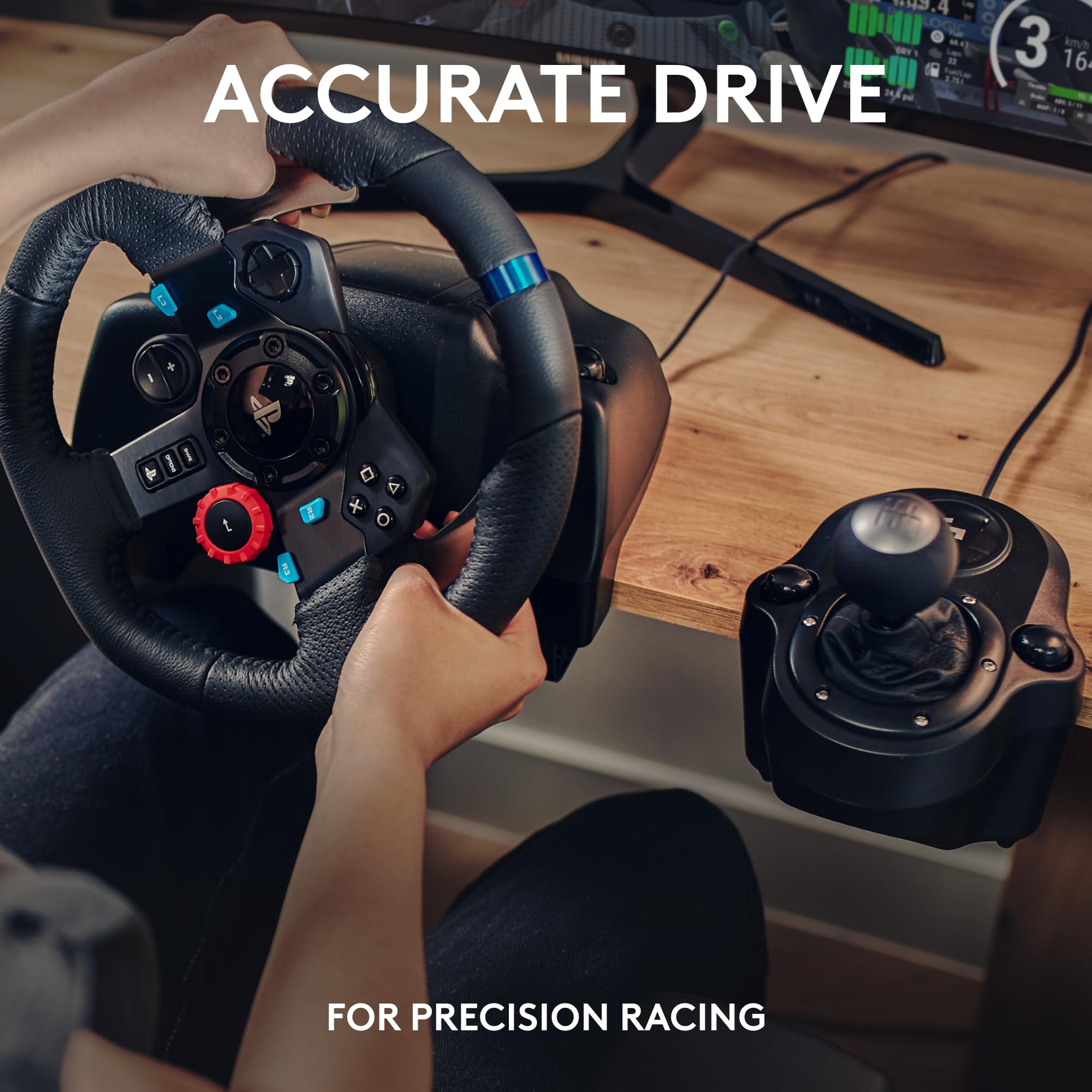 Logitech G29 Driving Force Racing Wheel & Pedals with Force Feedback & Real Leather - Compatible with PS5, PS4, PC & Mac - Black - Perfect for Sim Racing & Gaming Enthusiasts