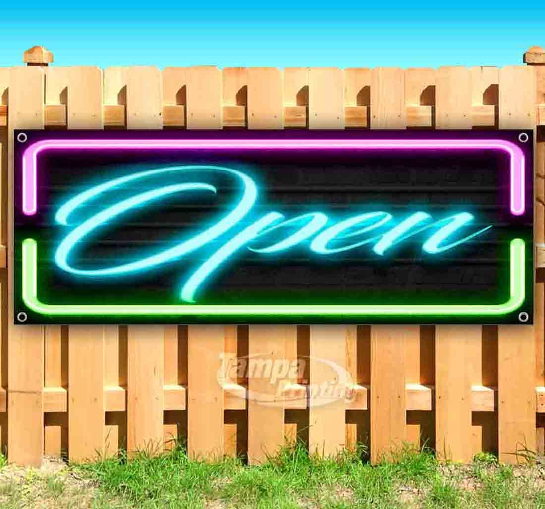 13 oz Heavy-Duty Vinyl Open Banner with Metal Grommets - Single-Sided, Durable Non-Fabric Sign for Outdoor Events, Trade Shows & Business Promotions