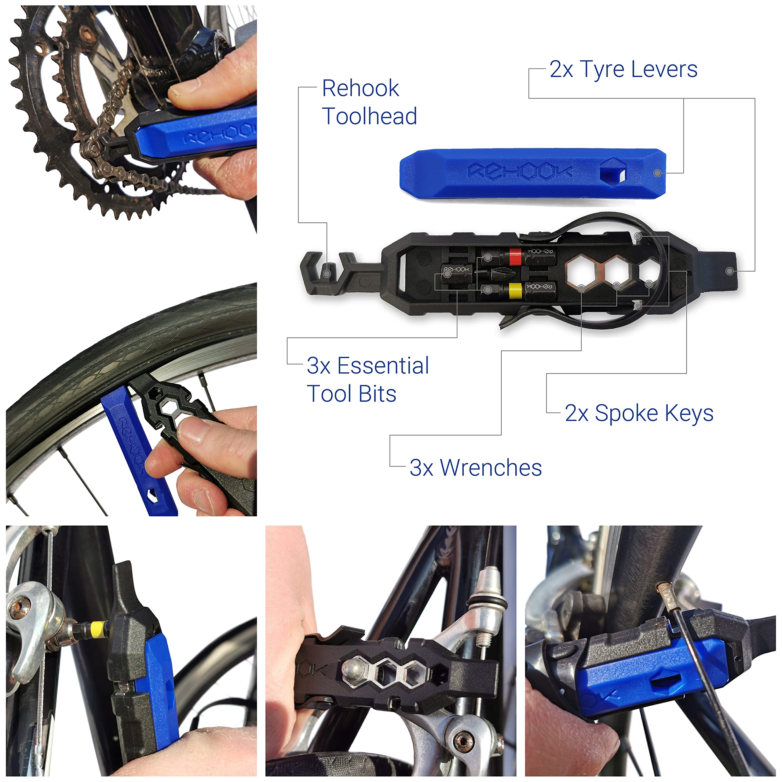 Rehook Emergency Bike Repair Kit - Lightweight Cycling Multi Tool with Bike Pump, Tire Levers & Glueless Puncture Patches | Portable Bicycle Maintenance Kit for Road & Mountain Bikes | Perfect for Commuting, Touring & Trail Rides
