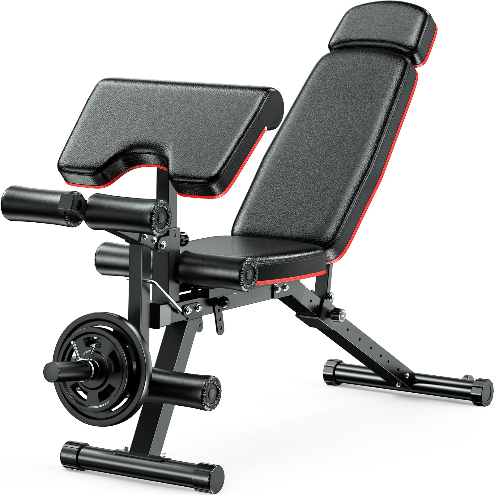 Fostoy Adjustable Weight Bench 800 LBS - Home Gym Workout Bench with Leg Extension & Preacher Pad - Full Body Strength Training Equipment - Incline Decline Flat Bench Press for Weight Lifting - Perfect for Home Gym, Garage Workout & Strength Training