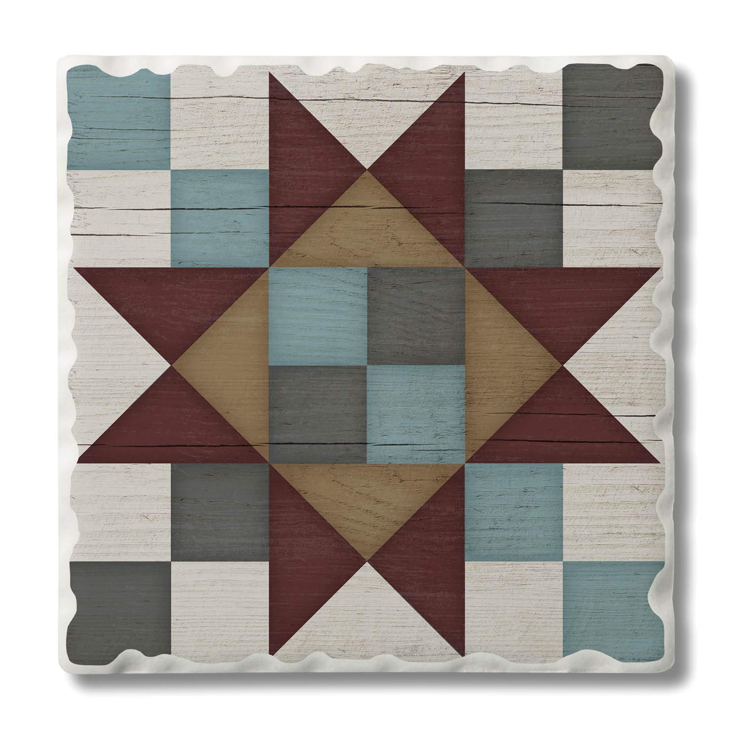 Thirstystone Quilt Design Friendship Star Single Tumbled Tile Stone Coaster with Cork Backing - 4