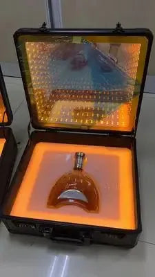 Custom Engraved LED Wine Presenter Box - Rechargeable Champagne Bottle Display Case for Ace of Spade & Clubs | Perfect for Nightclubs, VIP Events & Luxury Gift Giving