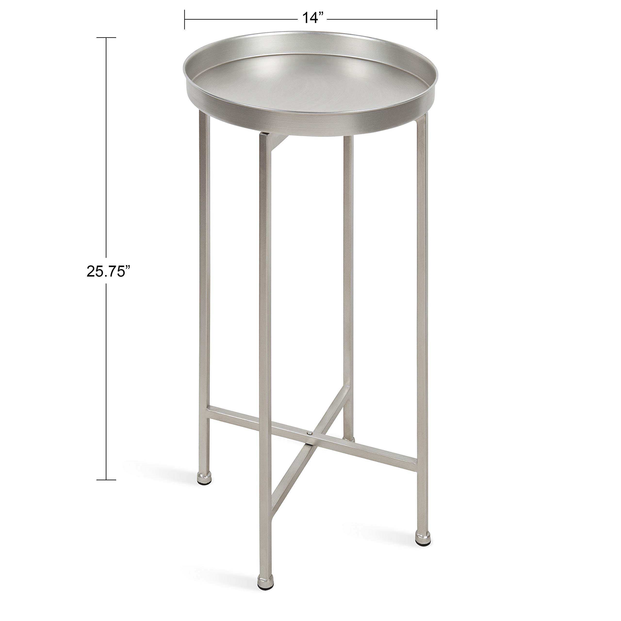 Kate and Laurel Celia Round Metal Foldable Side Table with Tray Top - 14
