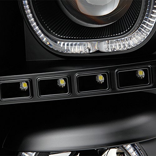 AKKON Black Exclusive Halo Projector SMD DRL LED Headlights Pair for Chevy Silverado - Driver & Passenger Side - Upgrade Your Truck's Style & Night Visibility