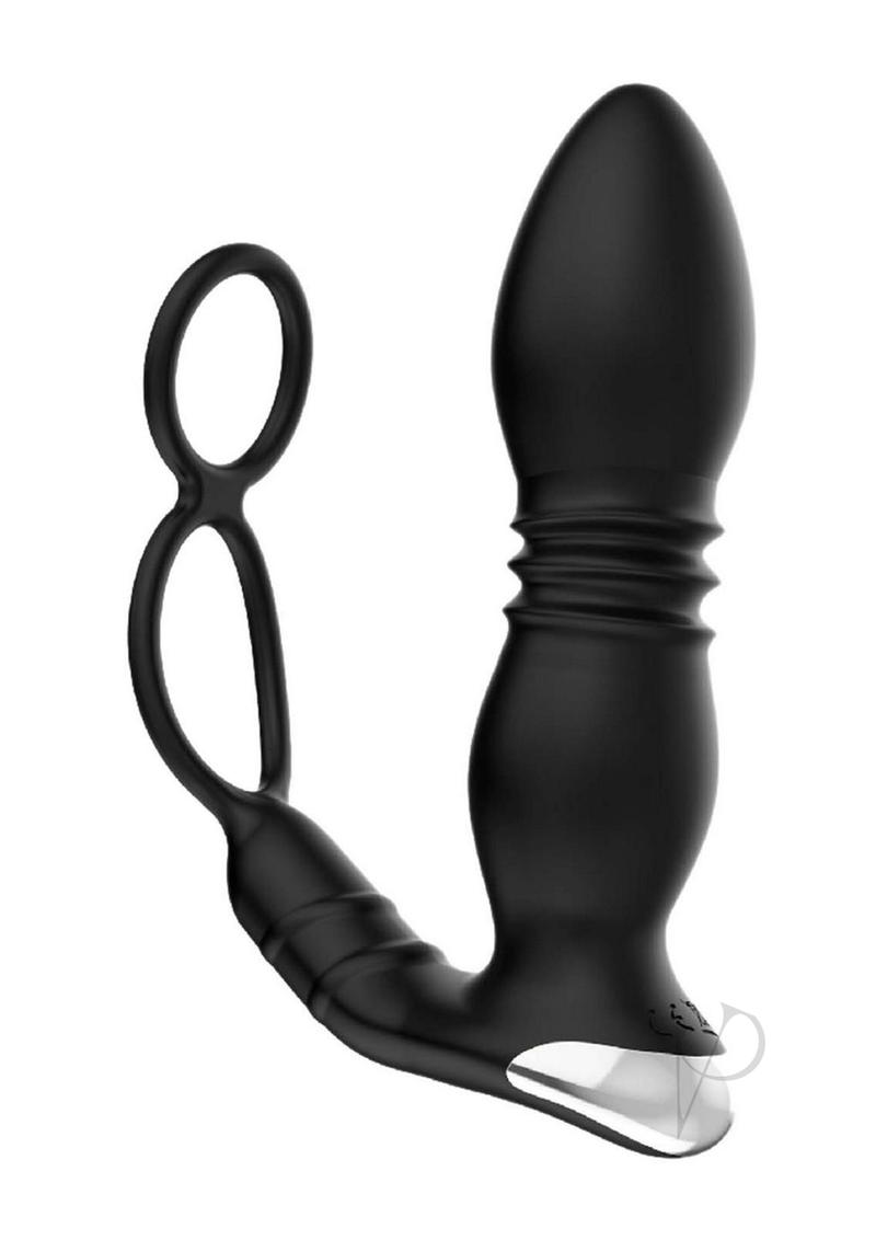 Powerful Rechargeable Silicone Thrusting Plug with Remote Control - Black | Hands-Free Prostate Massager for Men | Perfect for Solo Play & Couples Intimacy