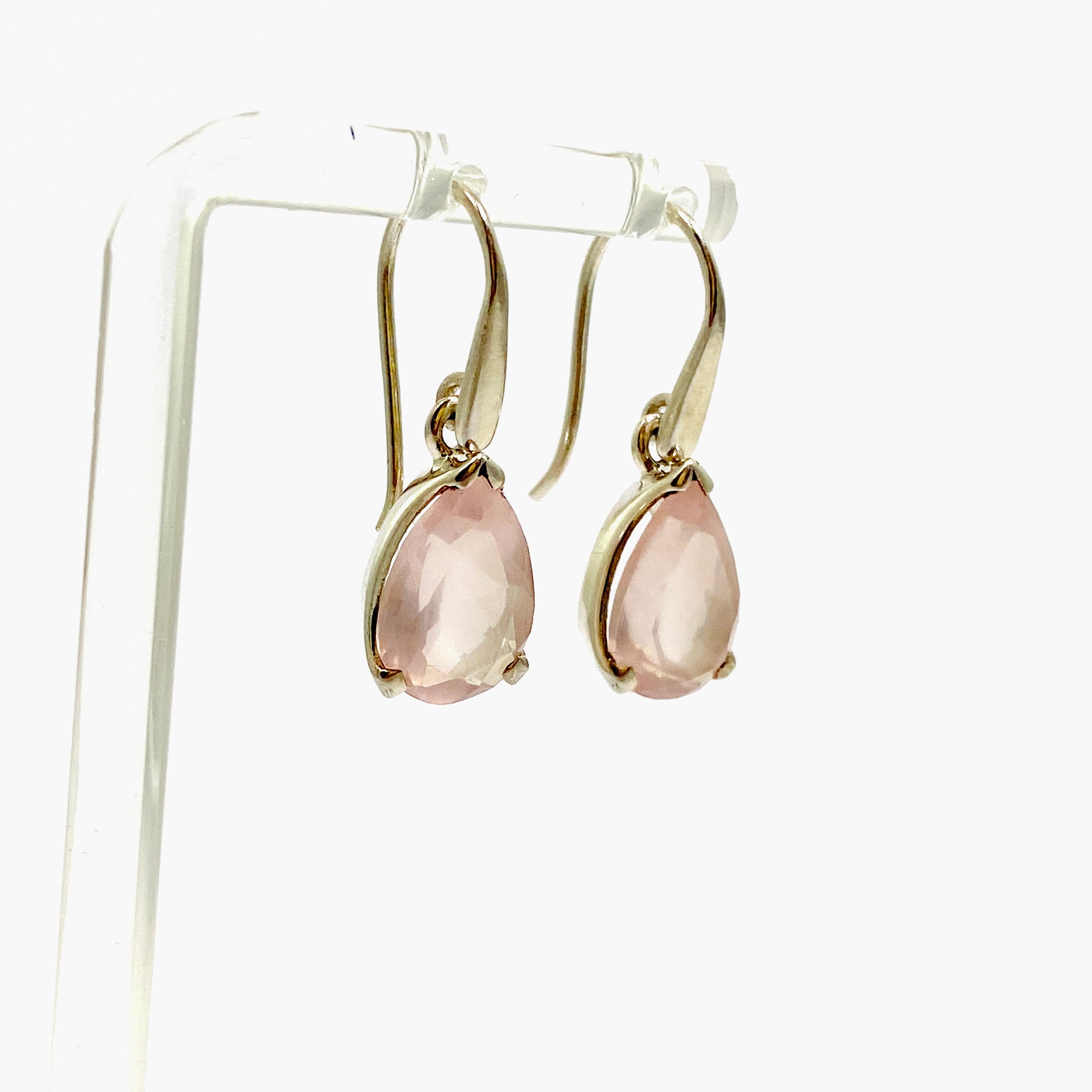 Rose Quartz Teardrop Faceted Earrings for Women - Dainty Crystal Drop Dangle Jewelry - Perfect for Wedding, Party & Everyday Wear