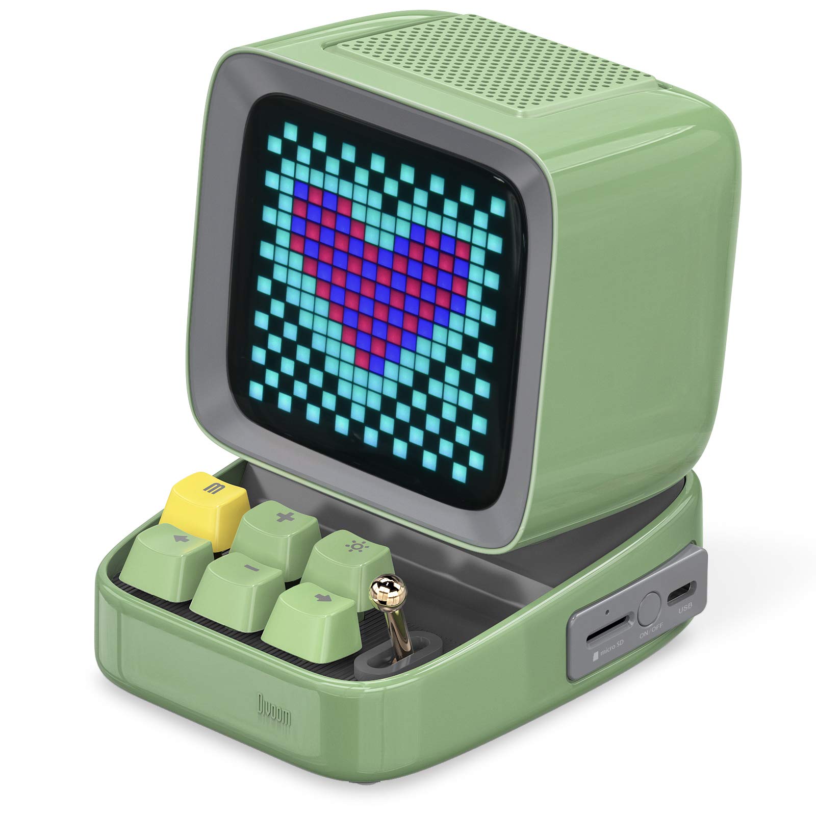 Divoom Ditoo Retro Pixel Art Bluetooth Speaker - 16x16 LED App-Controlled Screen, Customizable Game & Music Player (Green) - Perfect for Gaming, Bedroom Decor & Gifts