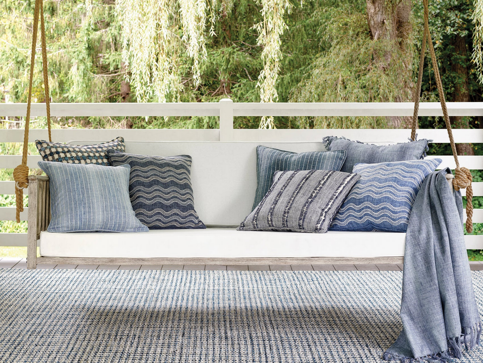 Premium French Blue Scout Indoor/Outdoor Throw Pillow - Soft Decorative Cushion for Sofa, Bed, Patio & Camping - Weather Resistant Home & Outdoor Decor