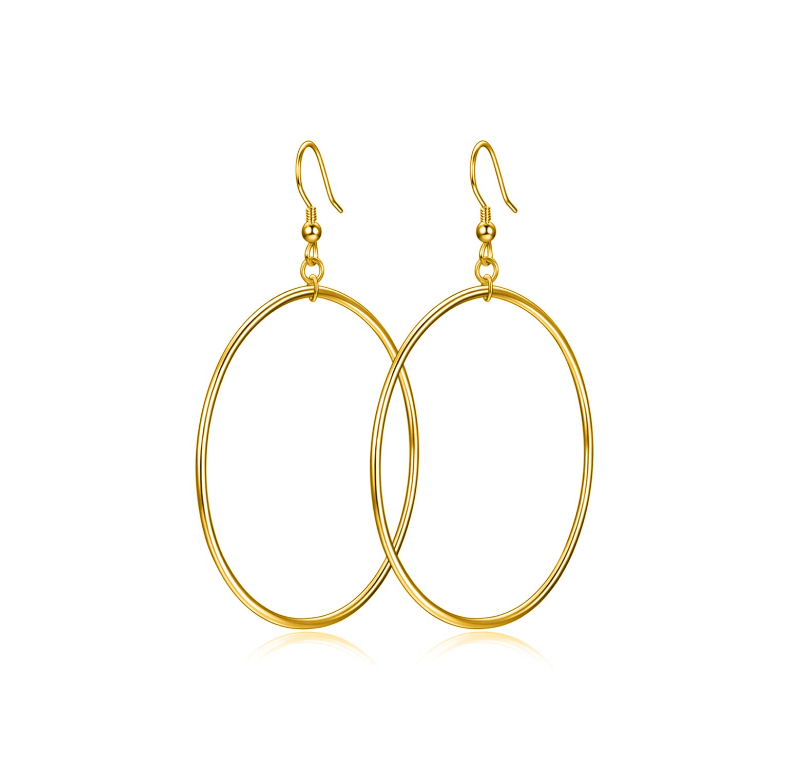 Sterling Silver/Rose Gold/Gold Plated Large Hoop Earrings for Women - 40mm/50mm/60mm Circle Dangle Drop Earrings - Perfect for Parties, Weddings & Everyday Wear