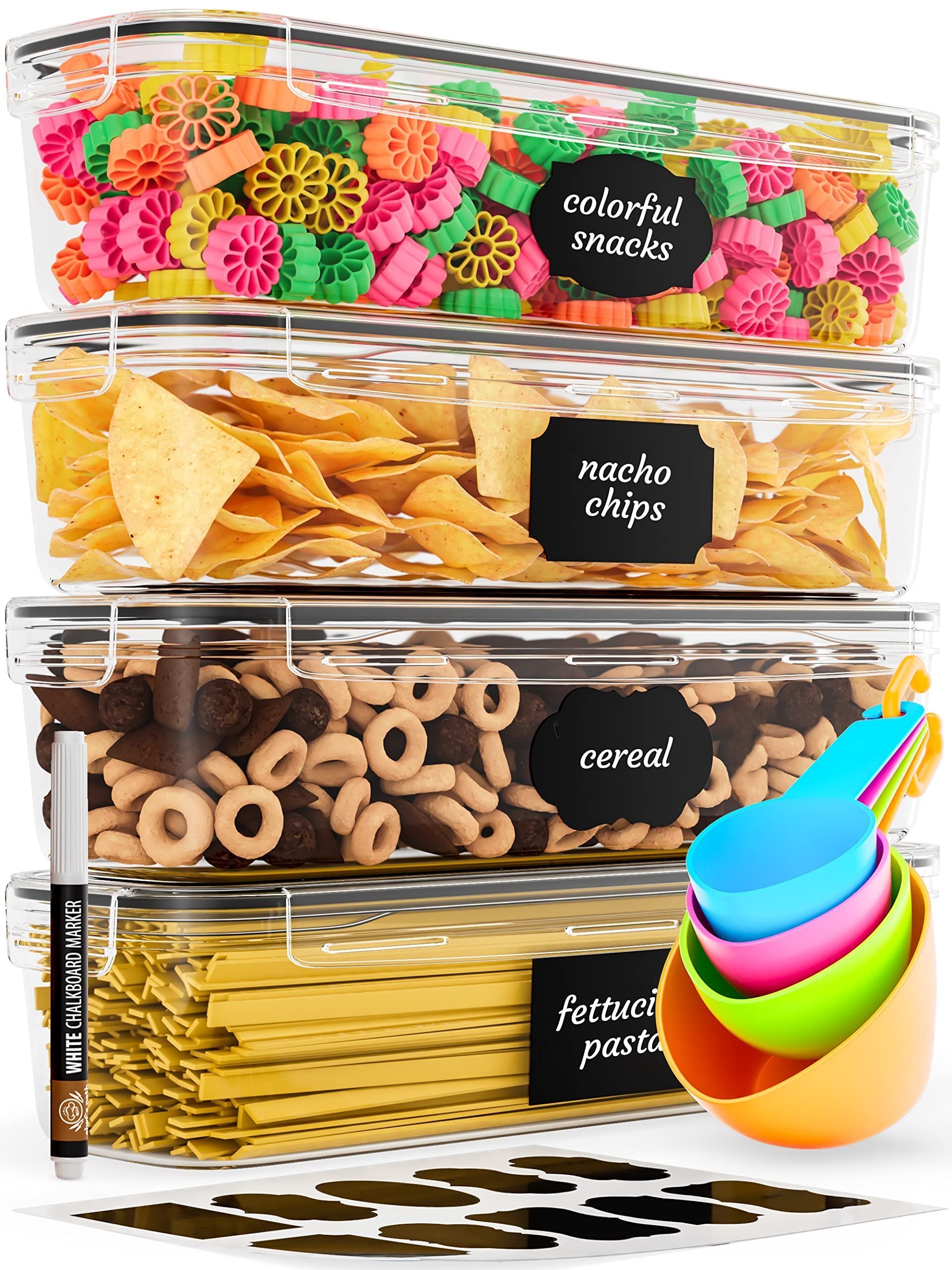 Chef's Path 4-Piece Airtight Food Storage Container Set - BPA Free Kitchen Organizers for Pasta, Spaghetti, Candy & Dry Goods (2.3L) | Perfect for Pantry, Meal Prep & Bulk Food Storage