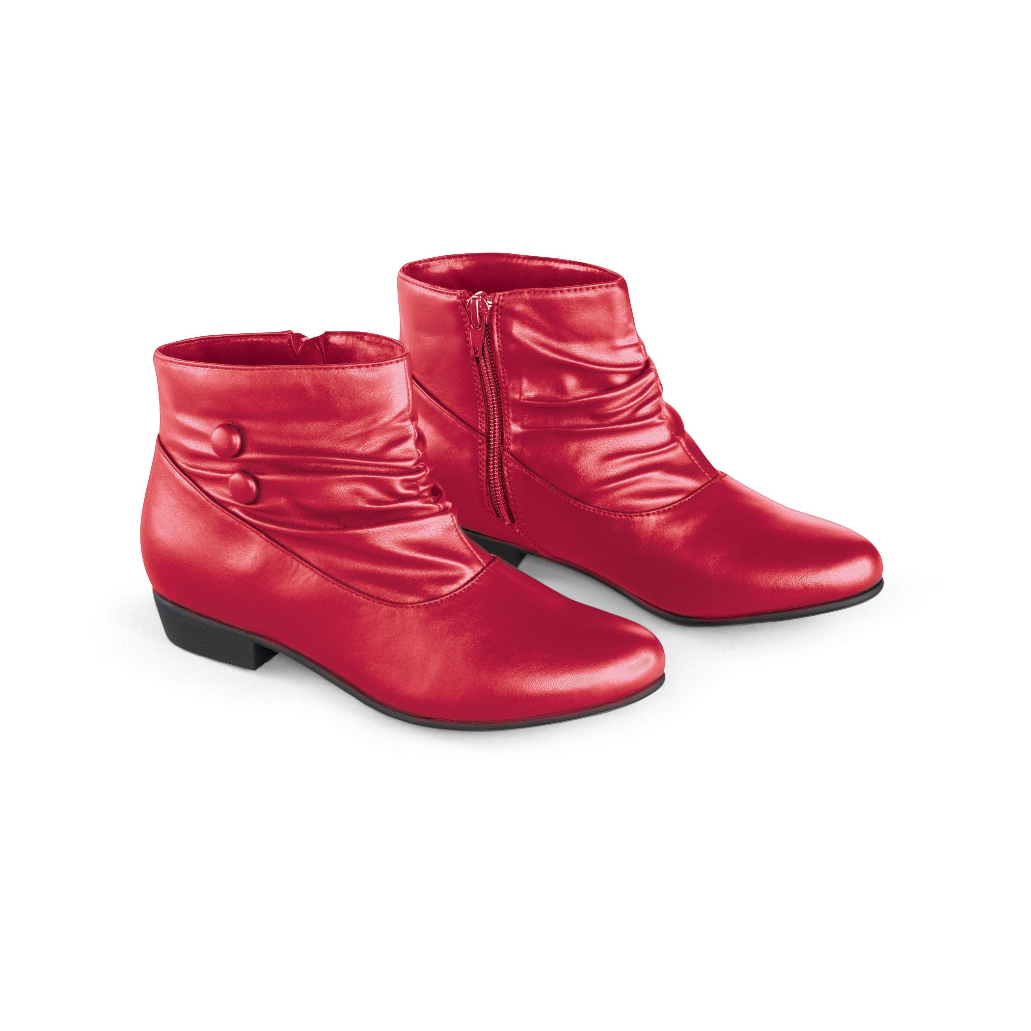 Women's Black Button Ankle Slouch Boots with Low Heel - Size 11 | Comfortable Casual & Office Wear | Collections Etc