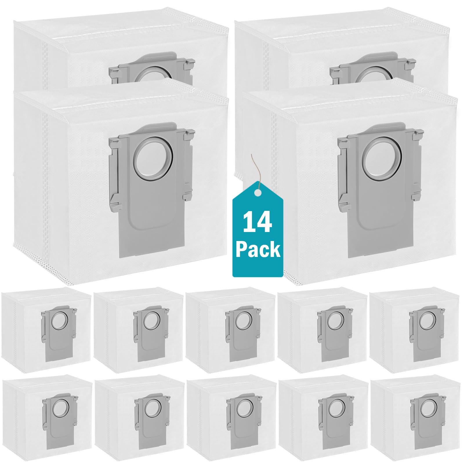 14 Pack Dust Bags for Roborock S7 MaxV Ultra, Q5+, Q7 Max+, S8 Pro - 3L Large Capacity Disposable Vacuum Cleaner Replacement Bags | Compatible with Auto Empty Dock | Perfect for Home Cleaning & Roborock Accessories
