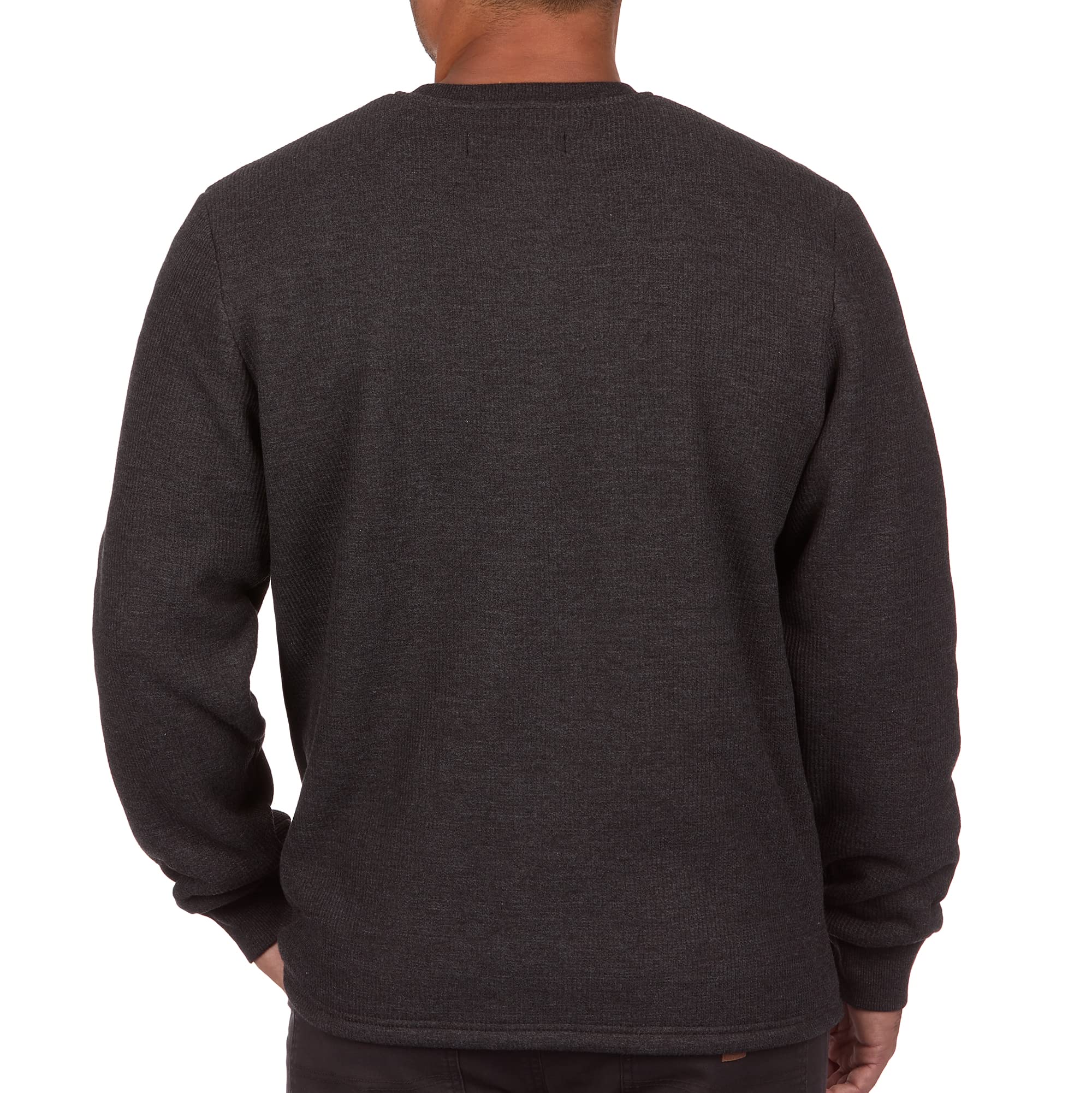 Men's Sherpa Lined Waffle Henley Shirt - Warm Long Sleeve Flannel Shirt for Hiking, Camping & Winter Outdoor Activities | American Outdoorsman