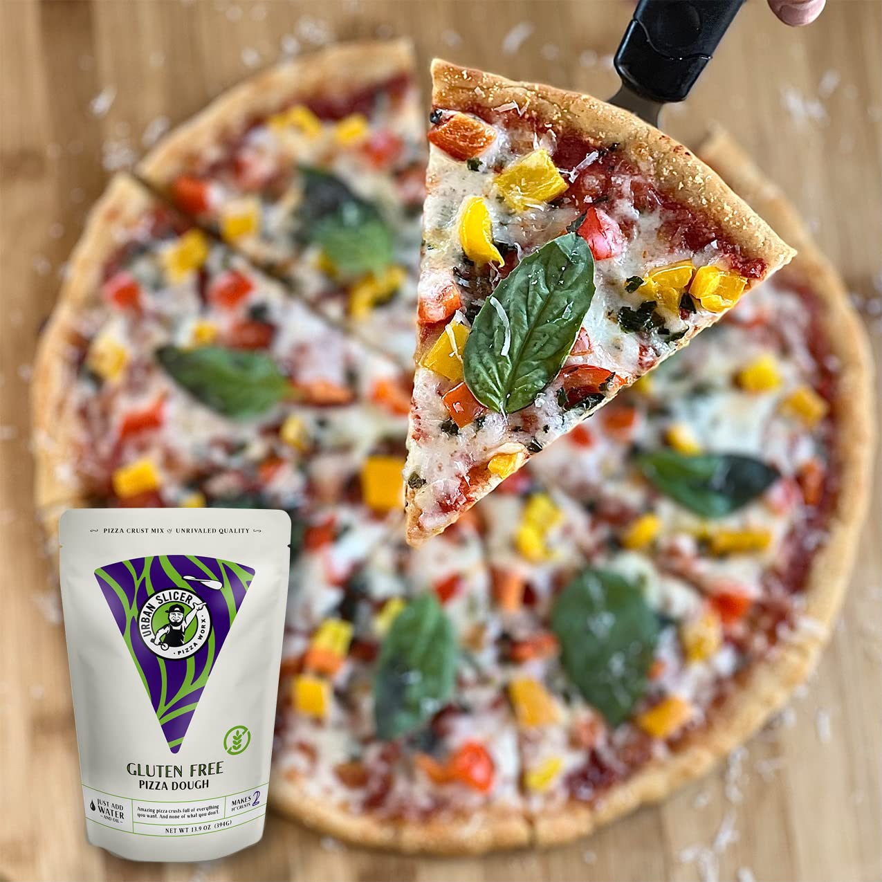 Gluten Free Pizza Dough - Urban Slicer Pizza Worx - 13.9 oz (2 Pack) - Perfect for Homemade Pizza, Keto & Vegan Diets