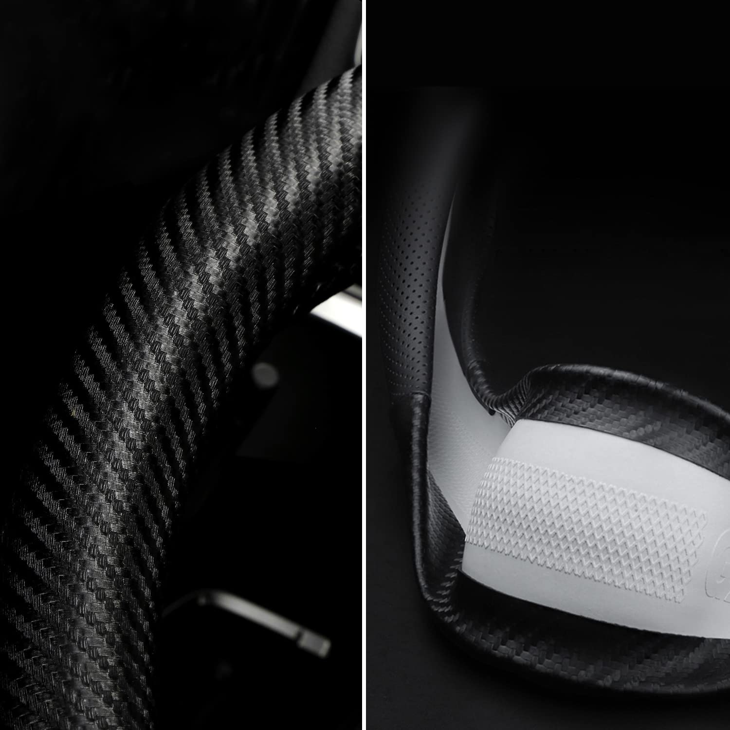 BOKIN Carbon Fiber Steering Wheel Cover - Universal 14.5-15 Inch, Microfiber Leather Car Accessory, Breathable Ice Silk Wheel Protector for Summer Cooling & Winter Warmth - Carbon Fiber Purple - Perfect for Daily Commuting & Road Trips