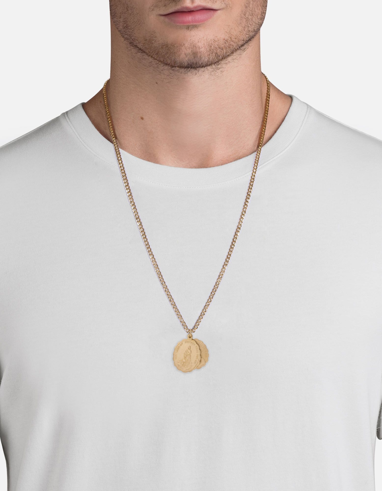 14K Matte Gold Saints Necklace - Religious Jewelry for Women & Men - Perfect for Gifts, Baptism, First Communion & Everyday Wear