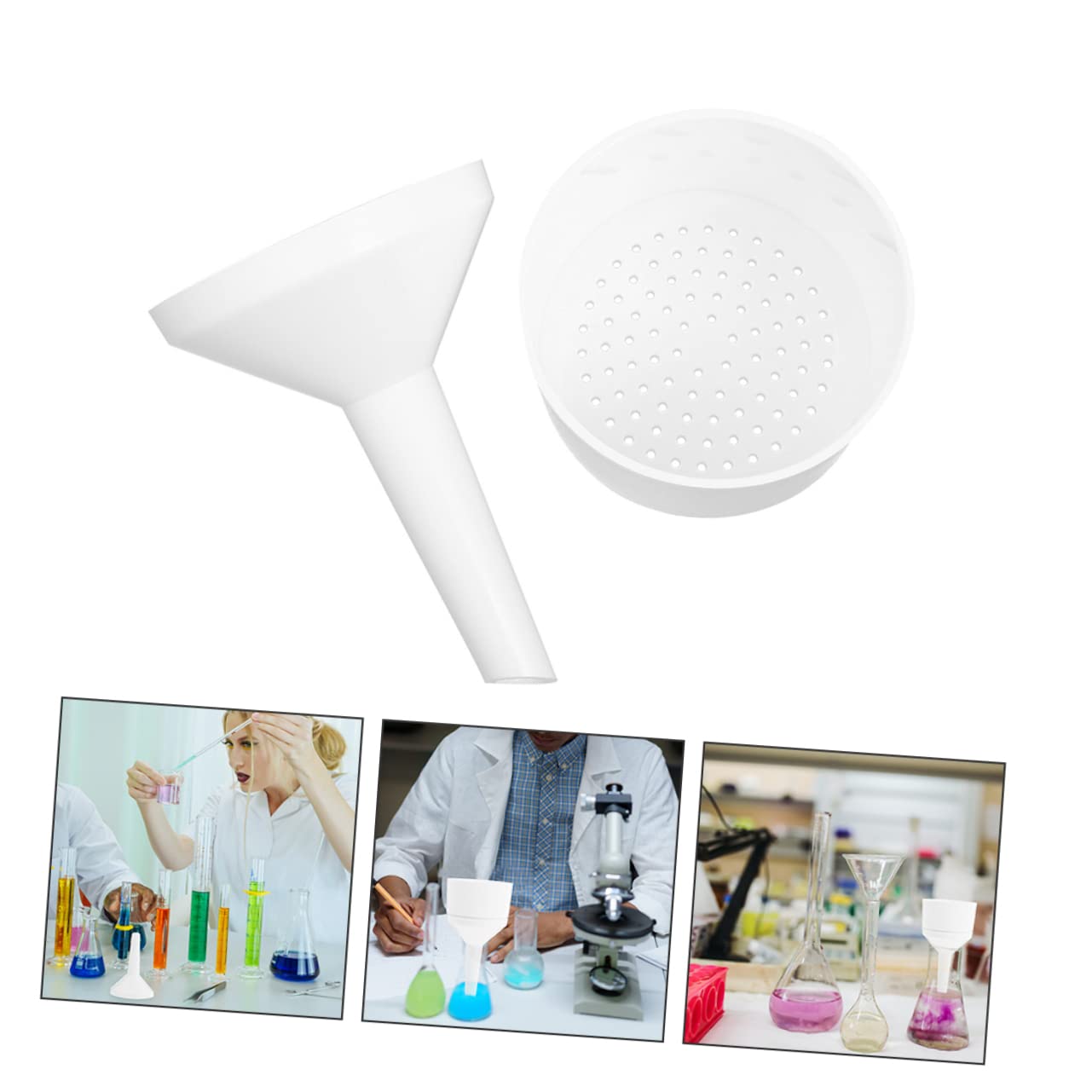 Gatuida Lab Filtration Tool - 2pcs PP Plastic Funnel with Negative Pressure Filtration Function for Chemistry Experiments & Laboratory Use