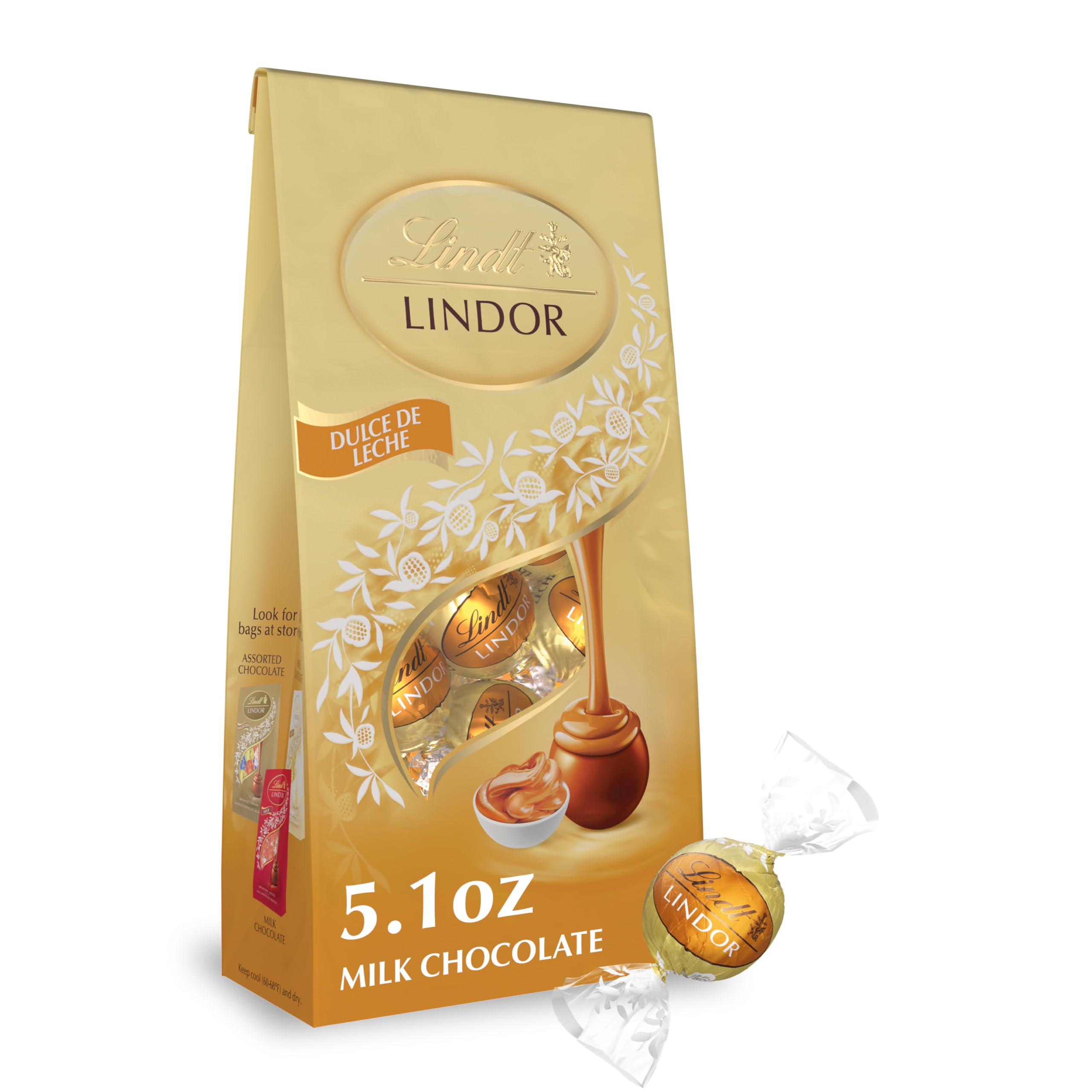 Lindt LINDOR Dulce de Leche Milk Chocolate Truffles - Smooth Melting Center - 5.1 oz Bag - Perfect for Gifts, Parties & Dessert Toppings