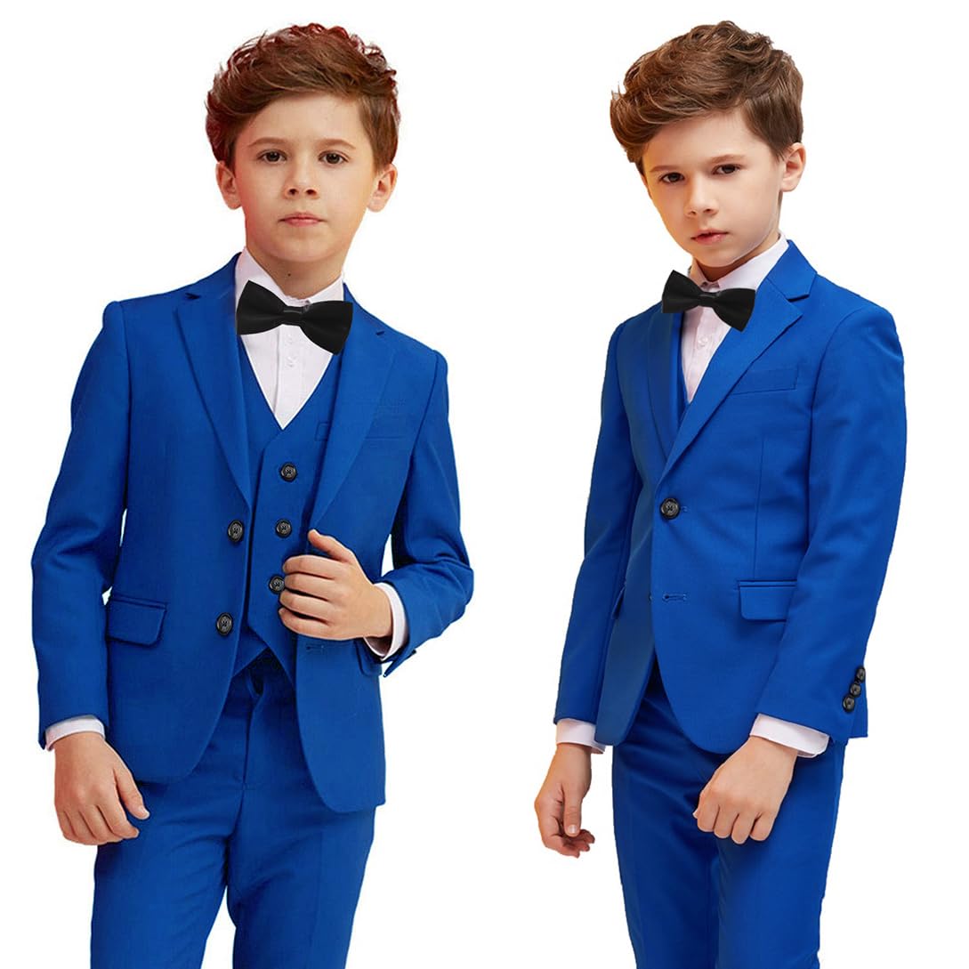 5-Piece Boys Formal Suit Set - Toddler Blazer, Vest & Pants Tuxedo for Weddings, Parties & Special Occasions