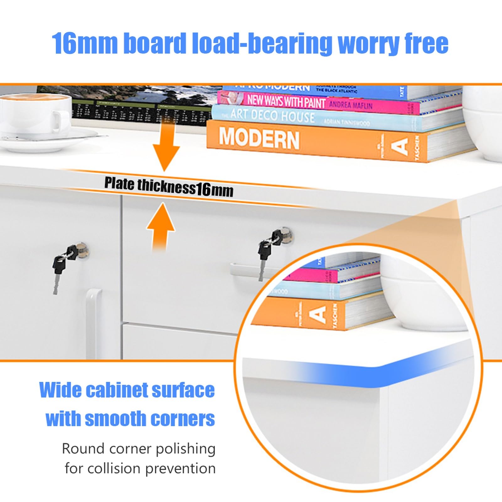 3-Drawer Wood File Cabinet with Lock - Mobile Lateral Office Filing Cabinet, Adjustable Shelves for A4/Letter, Printer Stand & Under Desk Storage - Light Walnut for Home & Office Organization