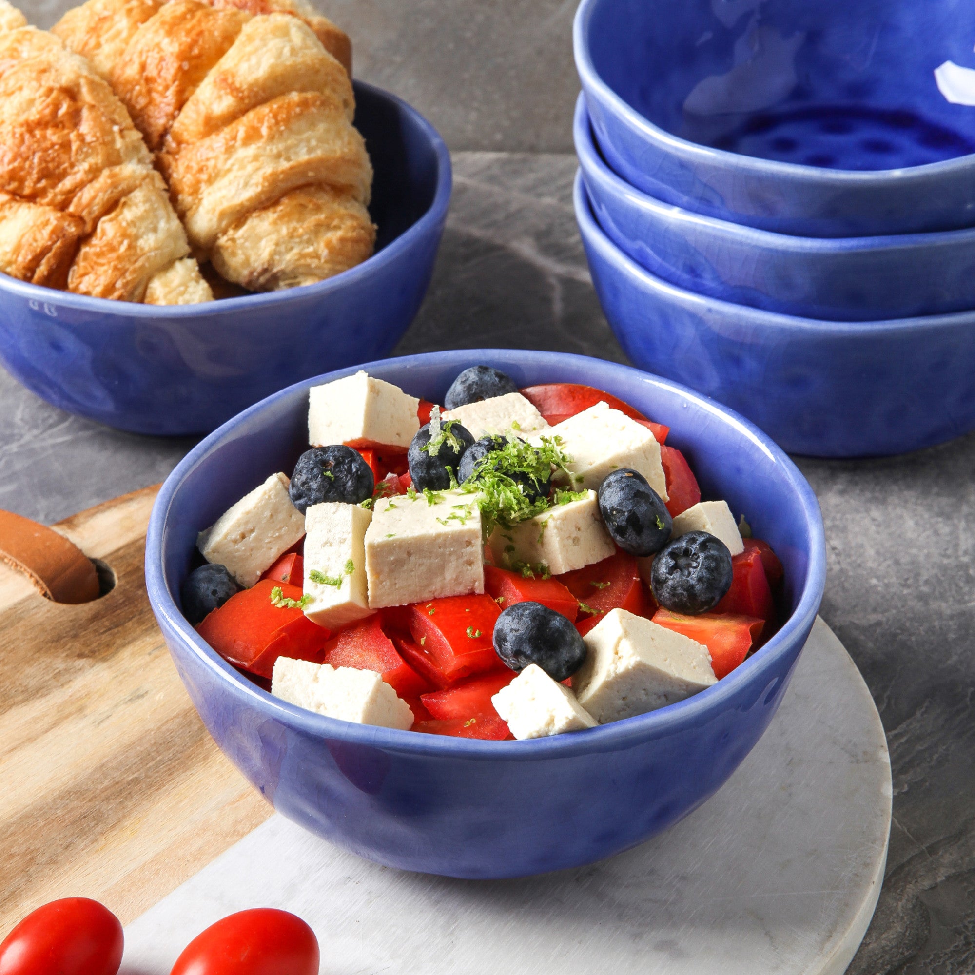 Constance Porcelain Dinnerware Set - Elegant Blue 16-Piece Dinnerware Set for Formal Dining, Entertaining & Special Occasions