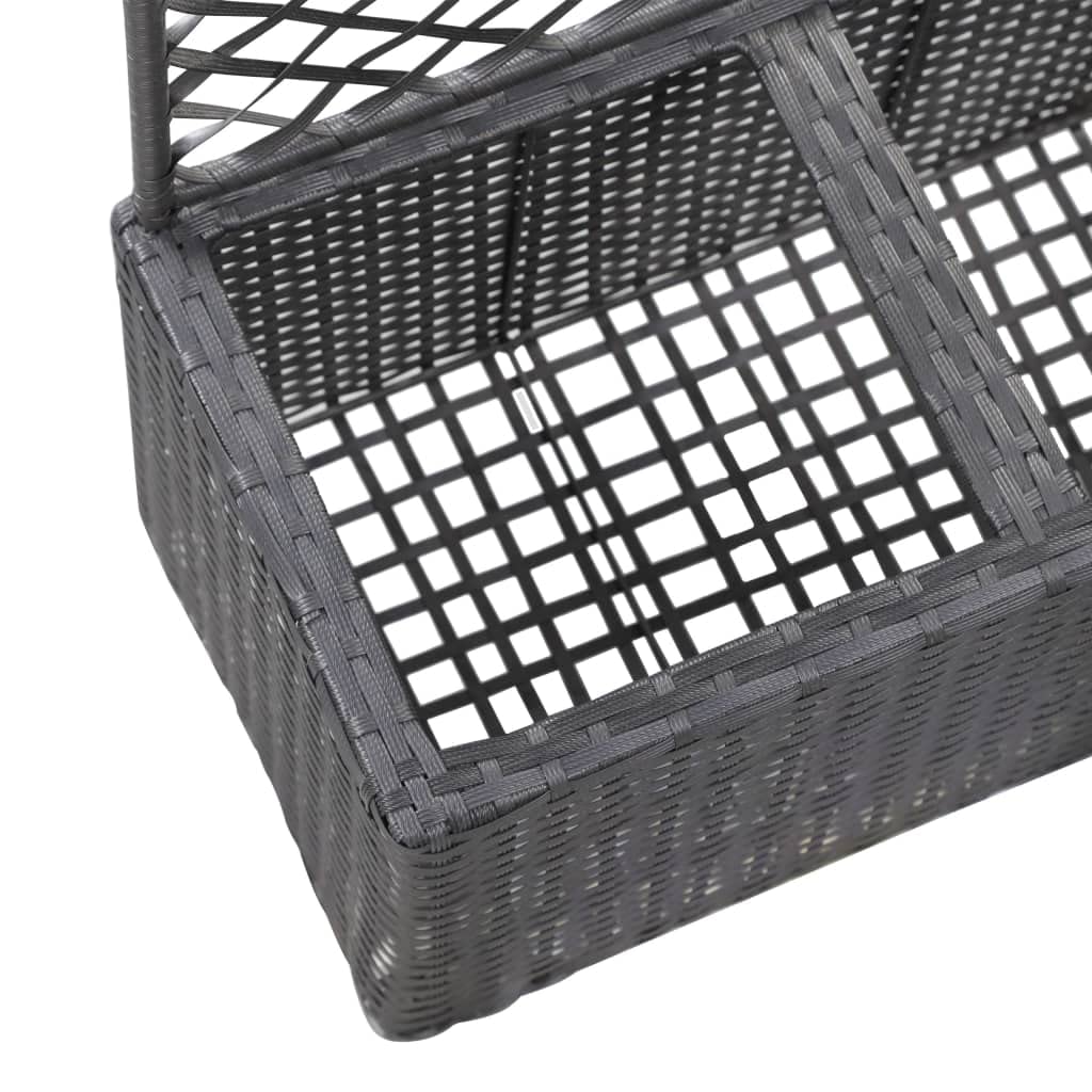 Black Poly Rattan Trellis Raised Garden Bed for Vines, Climbers, Vegetables & Flowers - Freestanding Elevated Planter with 2 Pots (22.8