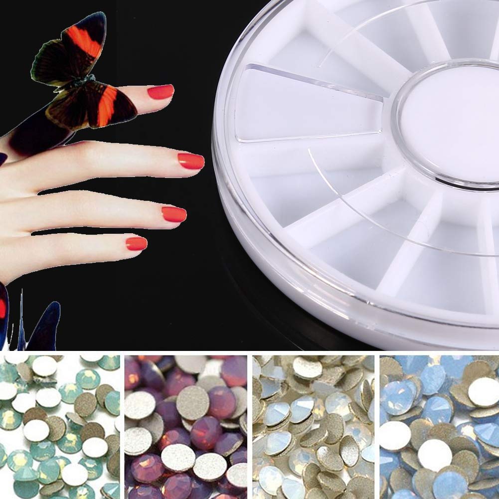 6Pcs/Set 12 Compartments Nail Storage Box - Portable Empty Wheel Organizer for Nail Art Gems & Rhinestones | Durable, Easy to Clean | Perfect for Nail Salons, DIY Manicures & Professional Nail Artists