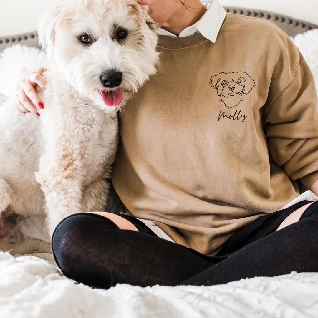 Custom Personalized Dog Hoodie Sweatshirt - Design Your Own Pet Line Art from Photo | Unique Dog Dad & Dog Mom Apparel | Perfect Gift for Dog Lovers & Pet Owners | Ideal for Walks, Pet Photos & Cozy Days