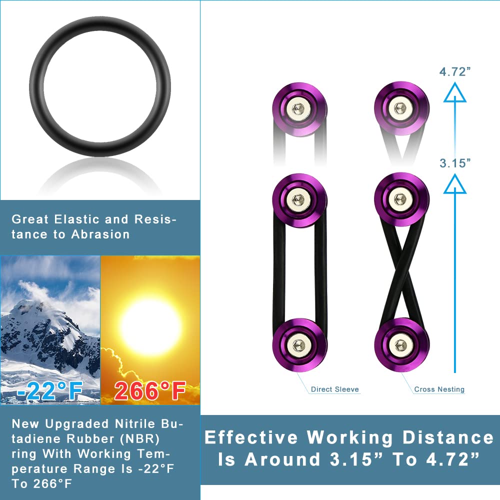 JDM Quick Release Bumper Fasteners Kit - 4 Piece Set with 8 O-Rings (Purple) | Front & Rear Bumper Accessories for Car Modification & Racing | Perfect for Drift Cars, Tuner Vehicles & Automotive Upgrades