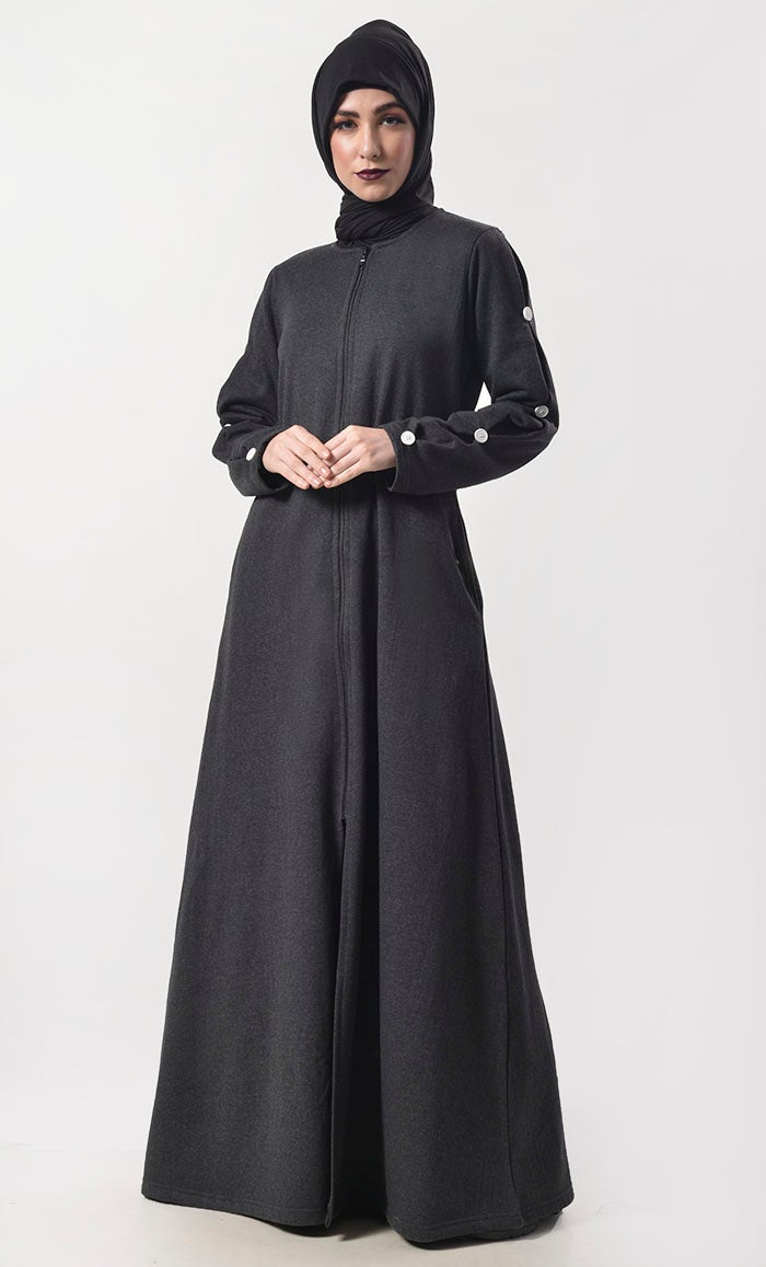 Modest Super Warm Fleece Abaya With Pockets - Cozy Islamic Dress for Women - Perfect for Winter, Prayer & Everyday Wear - Final Sale