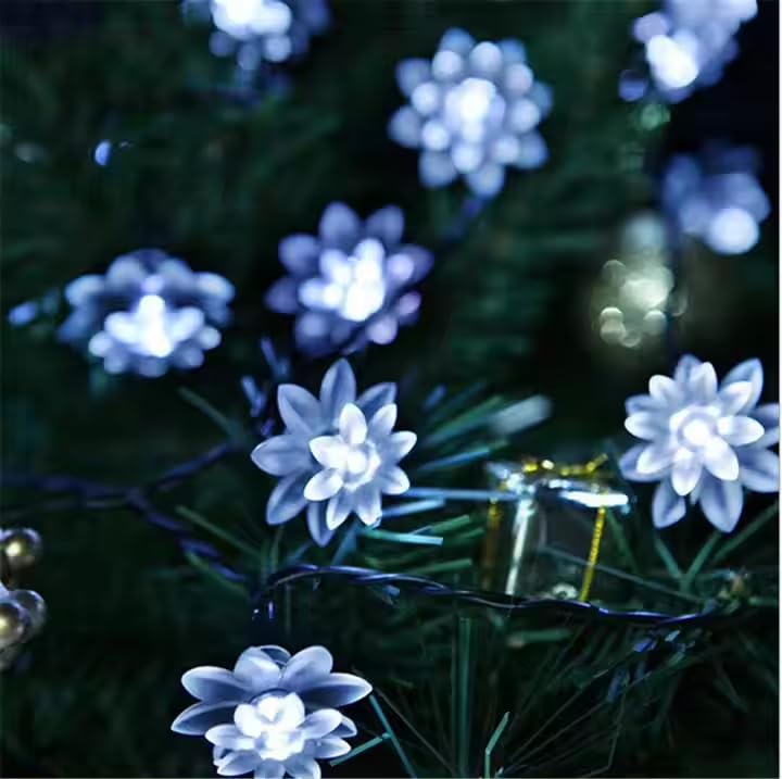 LIGHTSKART 20LED 4.5M String Lights - Waterproof Fairy Lights for Home, Diwali, Christmas Tree, Ganpati Festival, Wedding & Party Decorations (White Lotus Design) - Perfect for Indoor/Outdoor Use in Bedroom, Garden, Patio & Balcony