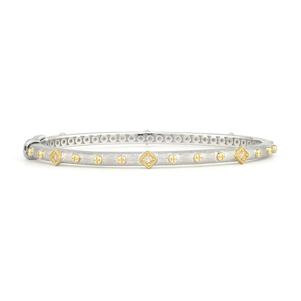 Jude Frances Mixed Metal Alternating Kite Bangle Bracelet for Women - Elegant Stackable Jewelry Gift for Birthday, Anniversary & Everyday Wear
