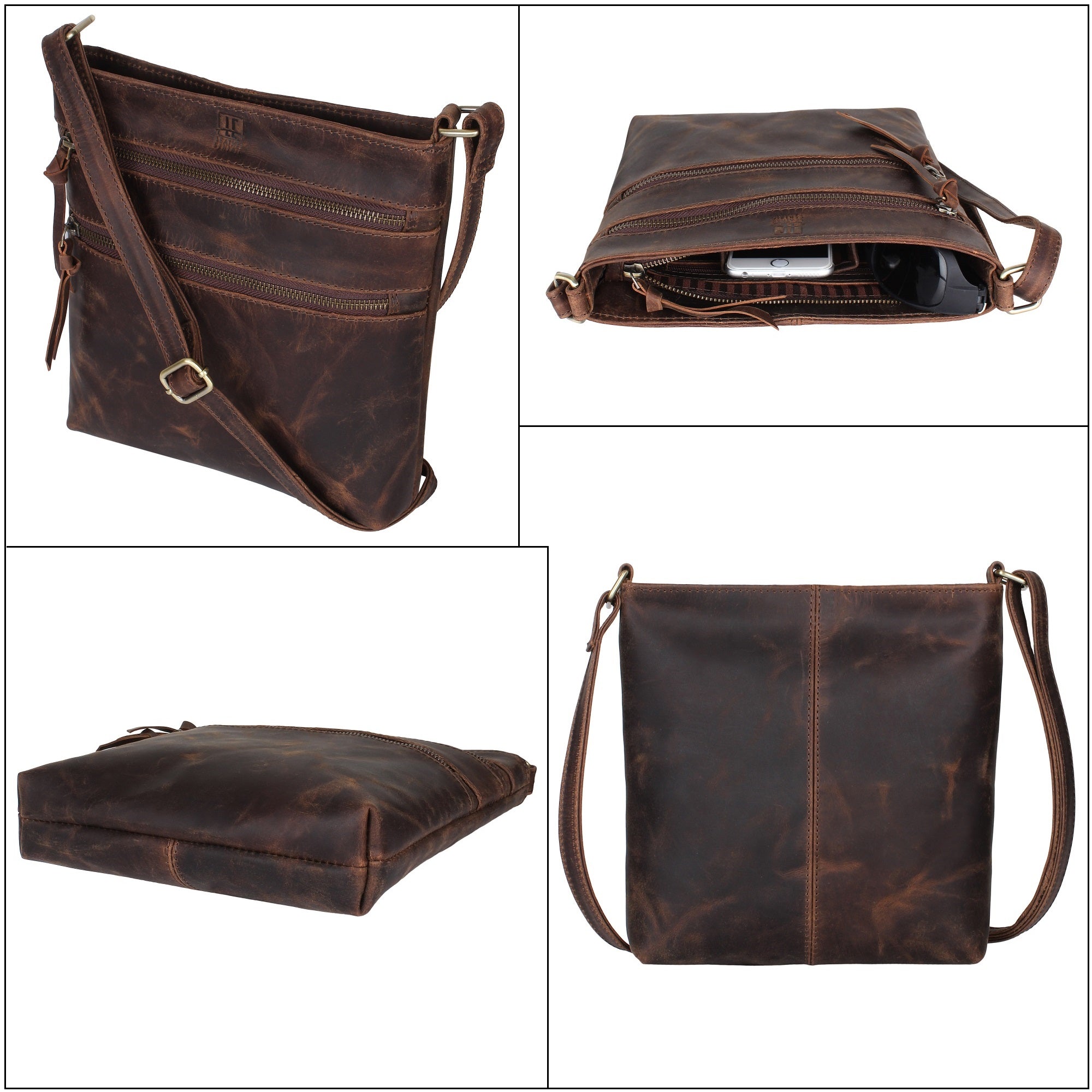 Lucy Genuine Leather Sling Messenger Bag for Women - Stylish Crossbody Purse for Work, Travel & Everyday Use