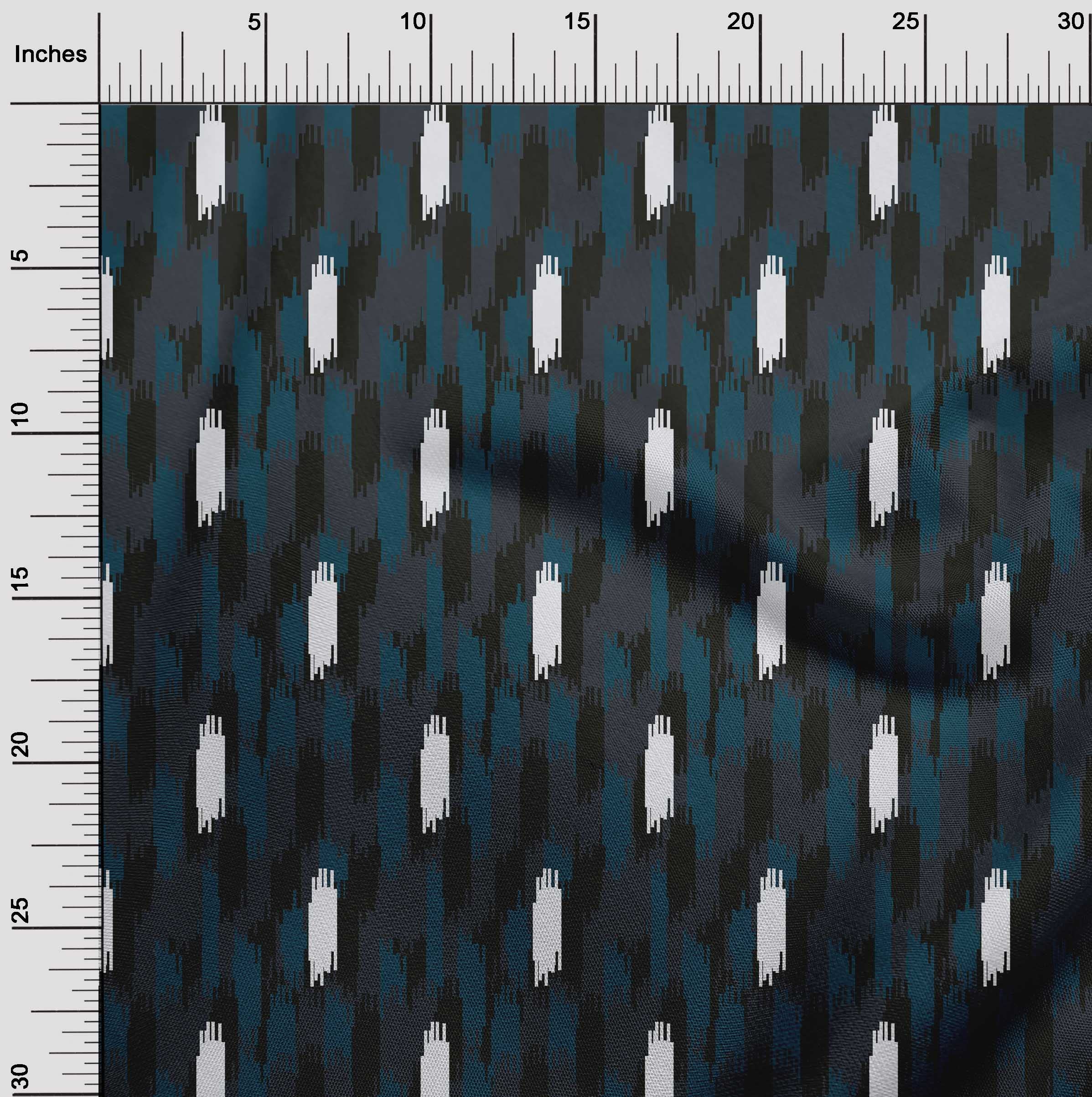 OneOone Silk Tabby Teal Blue Fabric Ikat Print - 42 Inch Wide by The Yard for DIY Clothing, Dresses, Scarves & Home Decor Sewing Supplies | Premium Quality Material for Fashion Design & Craft Projects
