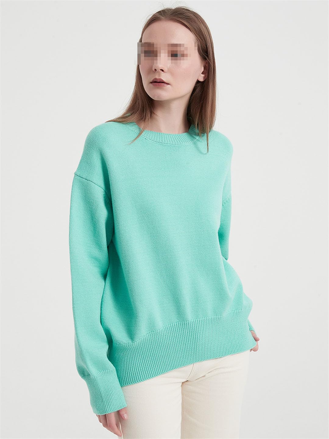 Women's Long Sleeve Knit Sweater - Soft O-Neck Pullover Casual Loose Fit Tops for Fall & Winter | Perfect for Office, Date Night and Cozy Home Wear