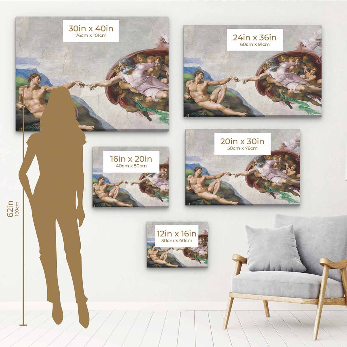 Multi-Color Creation of Adam Wall Art Canvas Print 8277 - Religious Home Decor, Living Room & Bedroom Wall Hanging
