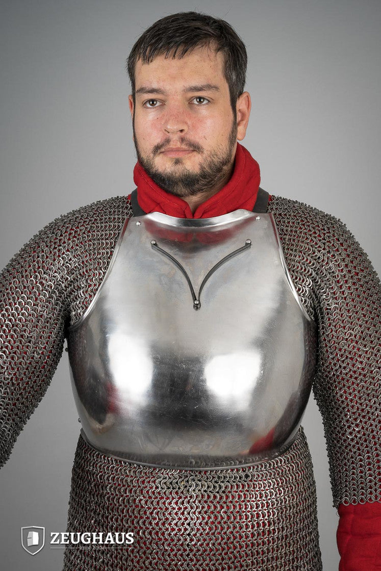 14th Century Medieval Breastplate - 1.6mm Polished Steel Armor for LARP, Cosplay & Historical Reenactment