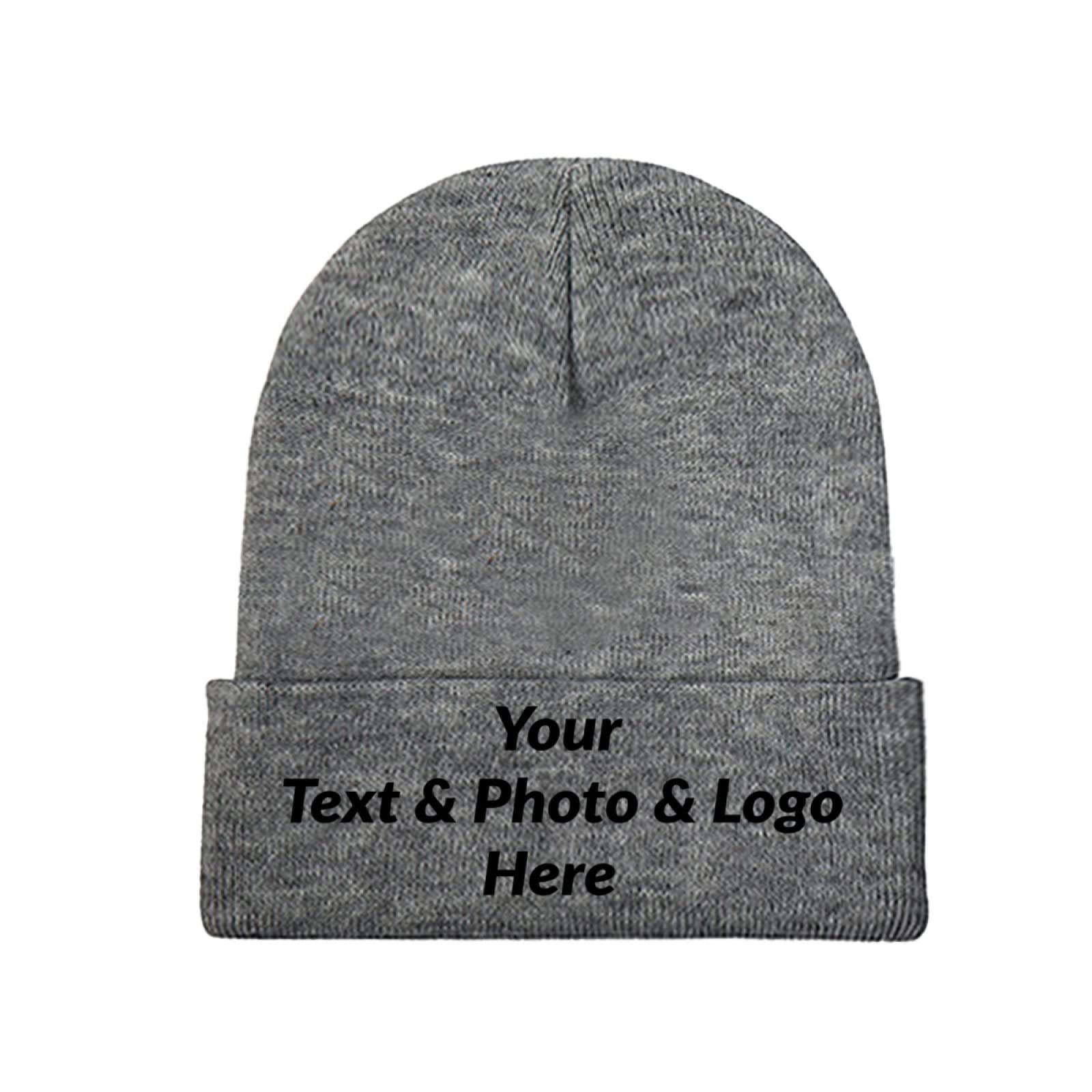 Custom Beanie Hats with Personalized Text, Photo & Logo - Design Your Own Winter Hat for Men & Women (Dark Gray) - Perfect for Gifts, Sports Teams & Brand Promotion
